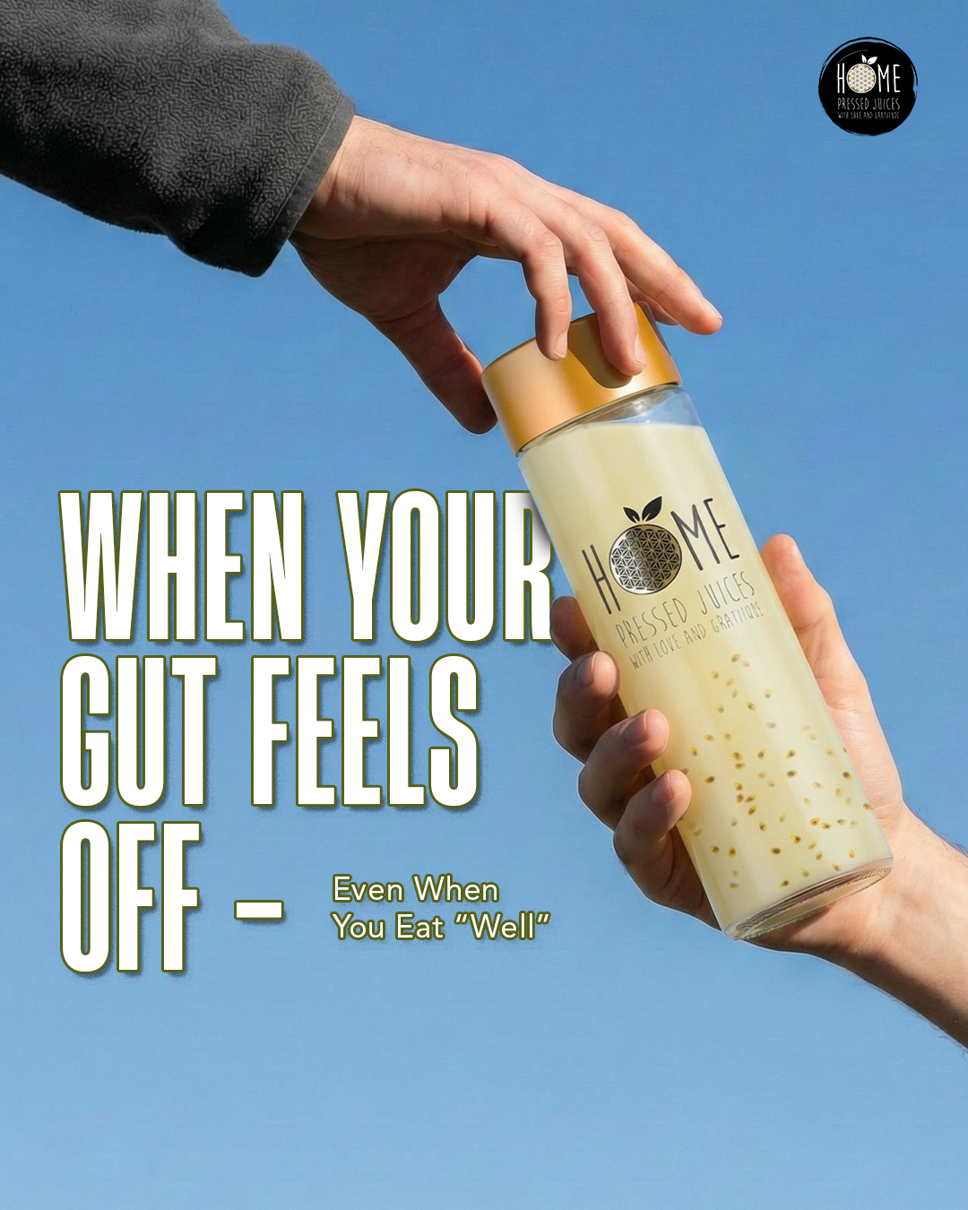 HOME Pressed Juice Facebook ad: Cleanse Your Gut