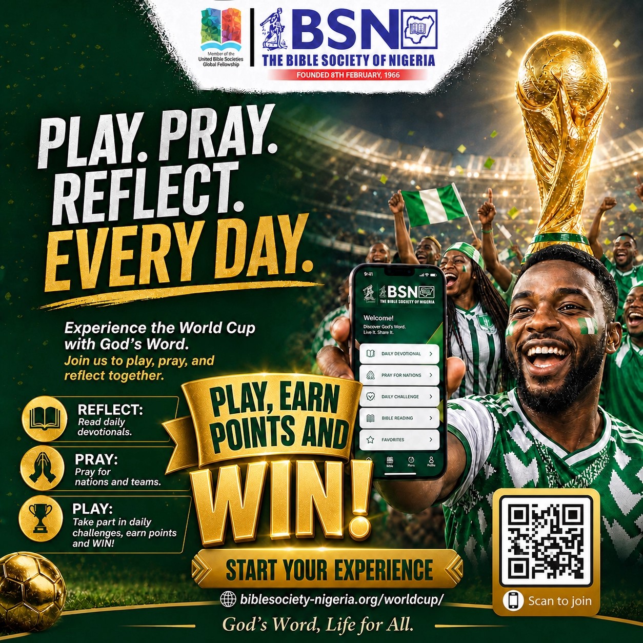 The Bible Society of Nigeria Facebook ad: 𝐓𝐡𝐞 𝐖𝐨𝐫𝐥𝐝 𝐂𝐮𝐩 𝐄𝐱𝐩𝐞𝐫𝐢𝐞𝐧𝐜𝐞