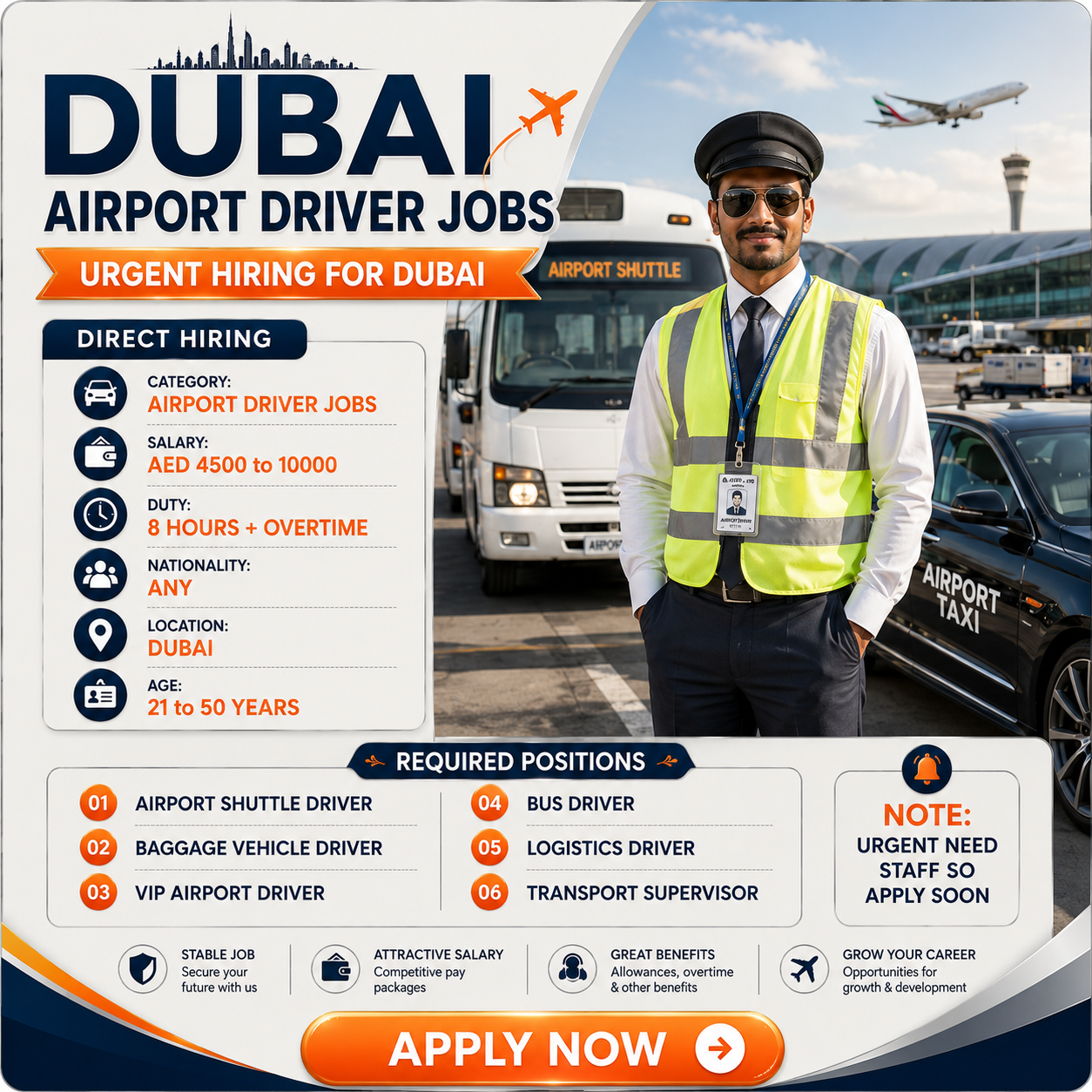 Our career Facebook ad: hiring for Airport Driver Jobs - Apply Now