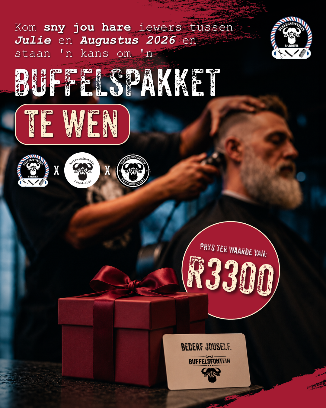 Buffelsfontein Barbier Queenswood en Menlopark Facebook ad: Knip vir ’n kans om te wen