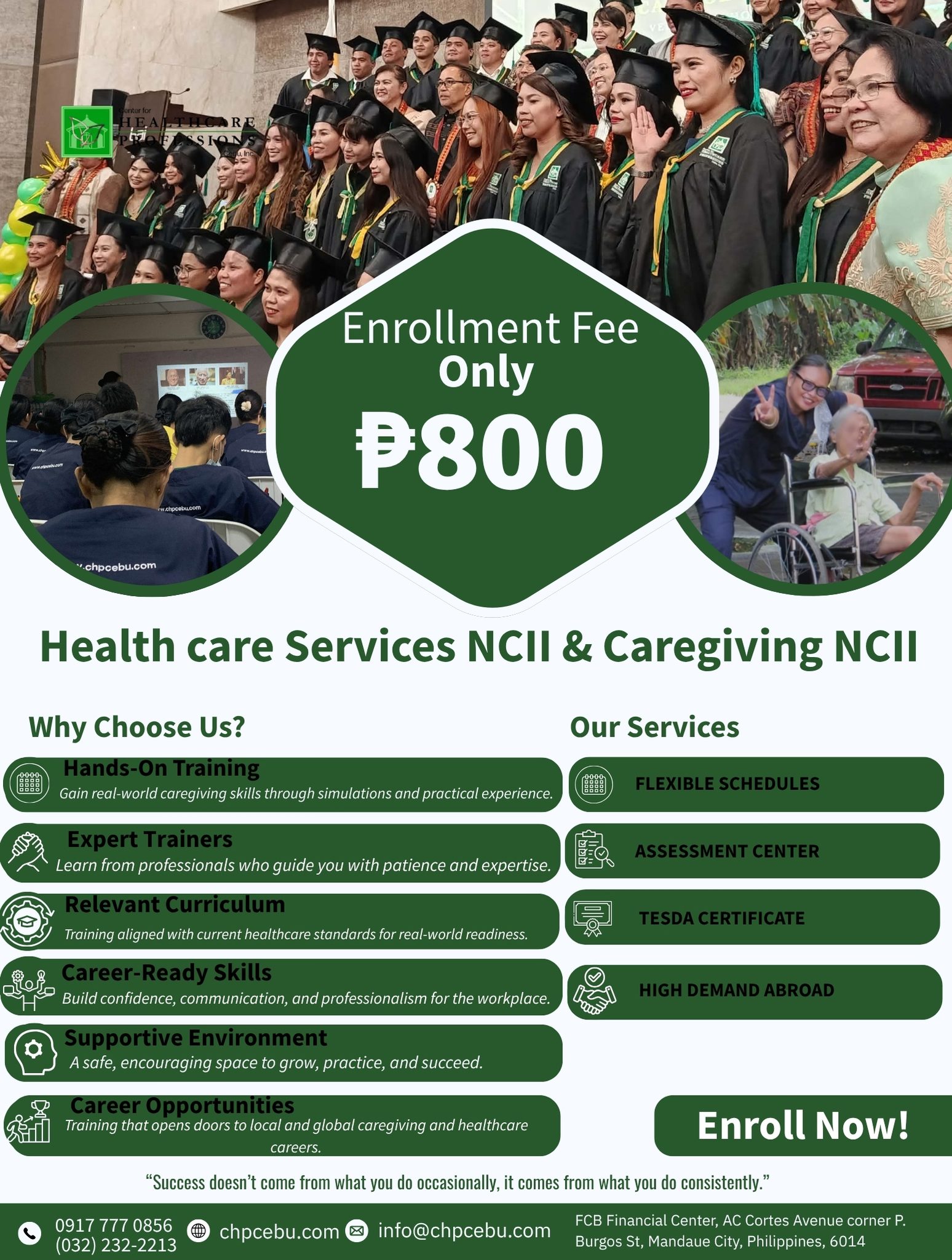 Center for Healthcare Professions Cebu, Inc. Facebook ad: Take the first step toward a successful career…