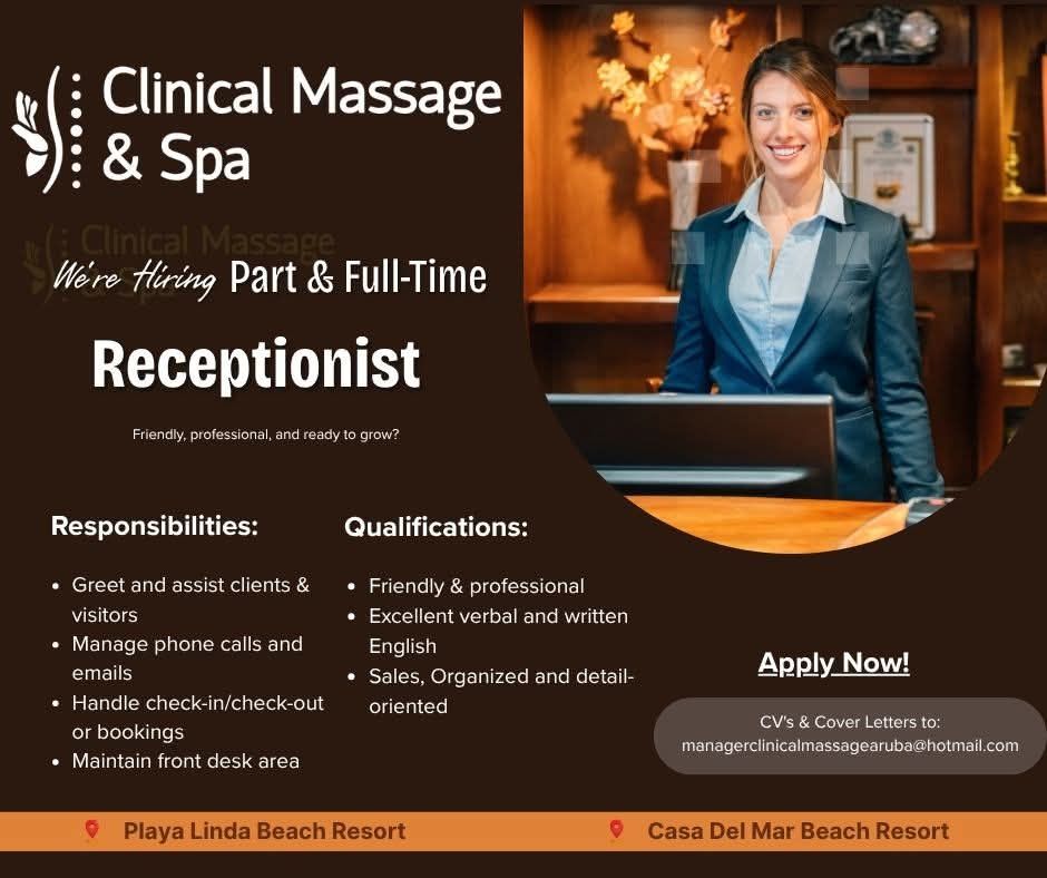 Clinical Massage & Spa Aruba Facebook ad: Clinical Massage Aruba & Spa is Hiring!