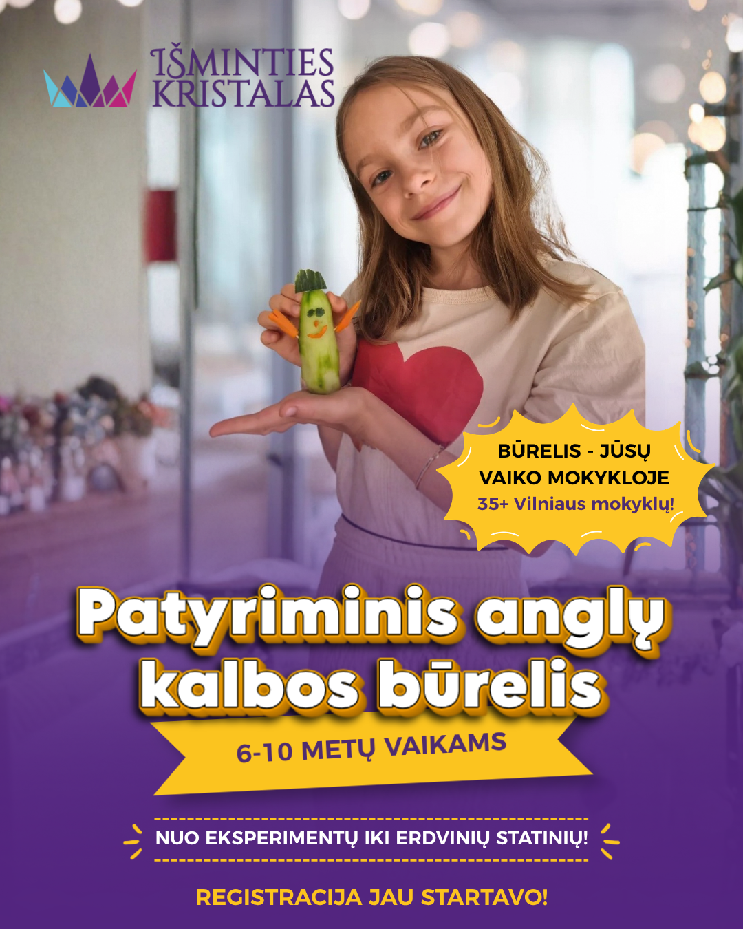 Išminties kristalas - anglų kalba vaikams Facebook ad