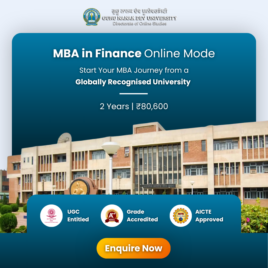 Guru Nanak Dev University - Online Degree Facebook ad: MBA in Finance - Online Degree Program