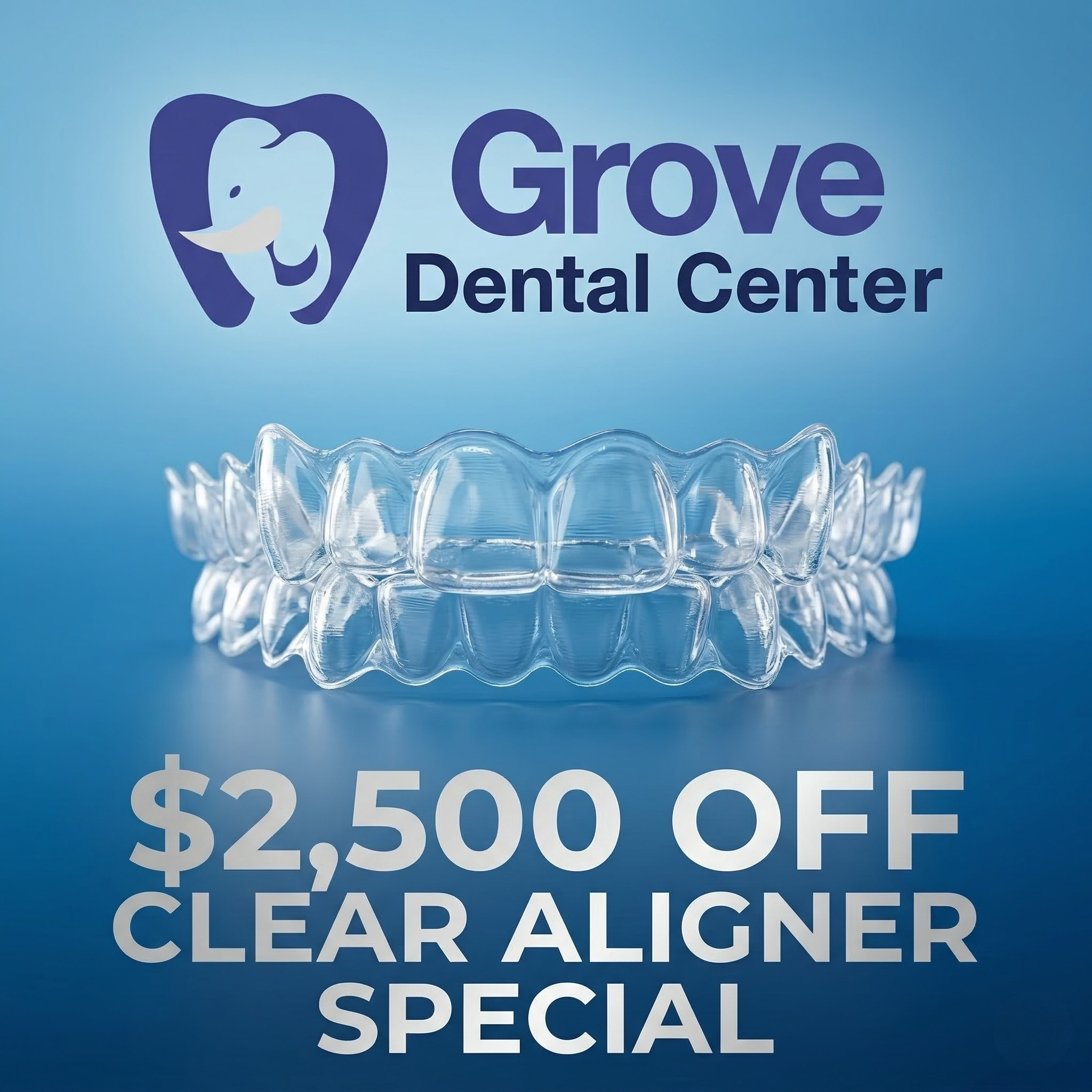 Grove Dental Center Facebook ad: Hello Jersey City! $2500 OFF Clear Aligner Special is Here!
