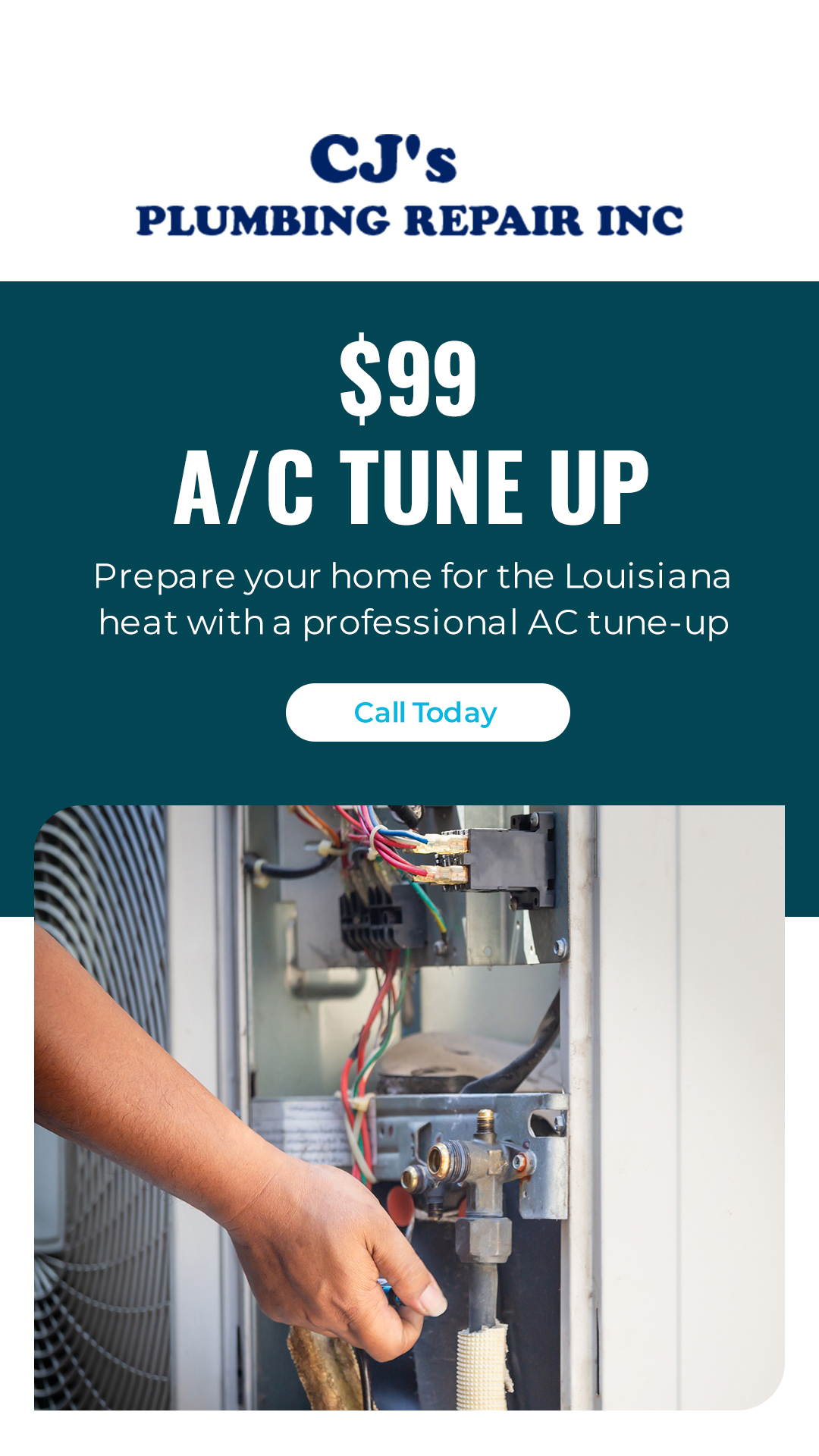 CJ's Plumbing Repair Facebook ad