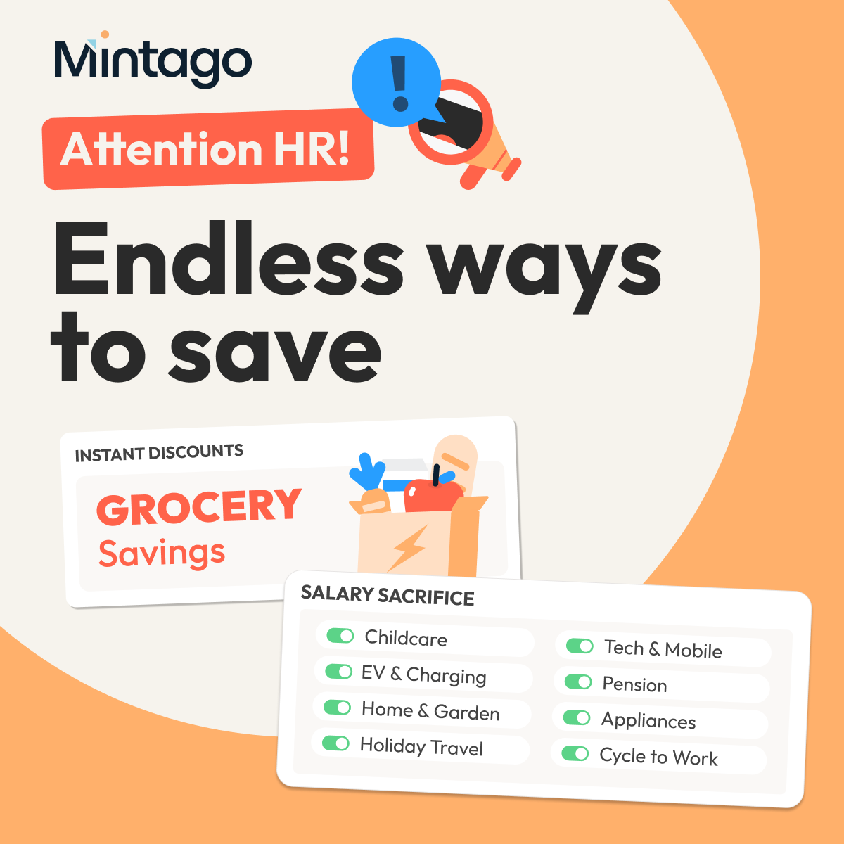 Mintago Facebook ad: Instant grocery savings, find out more