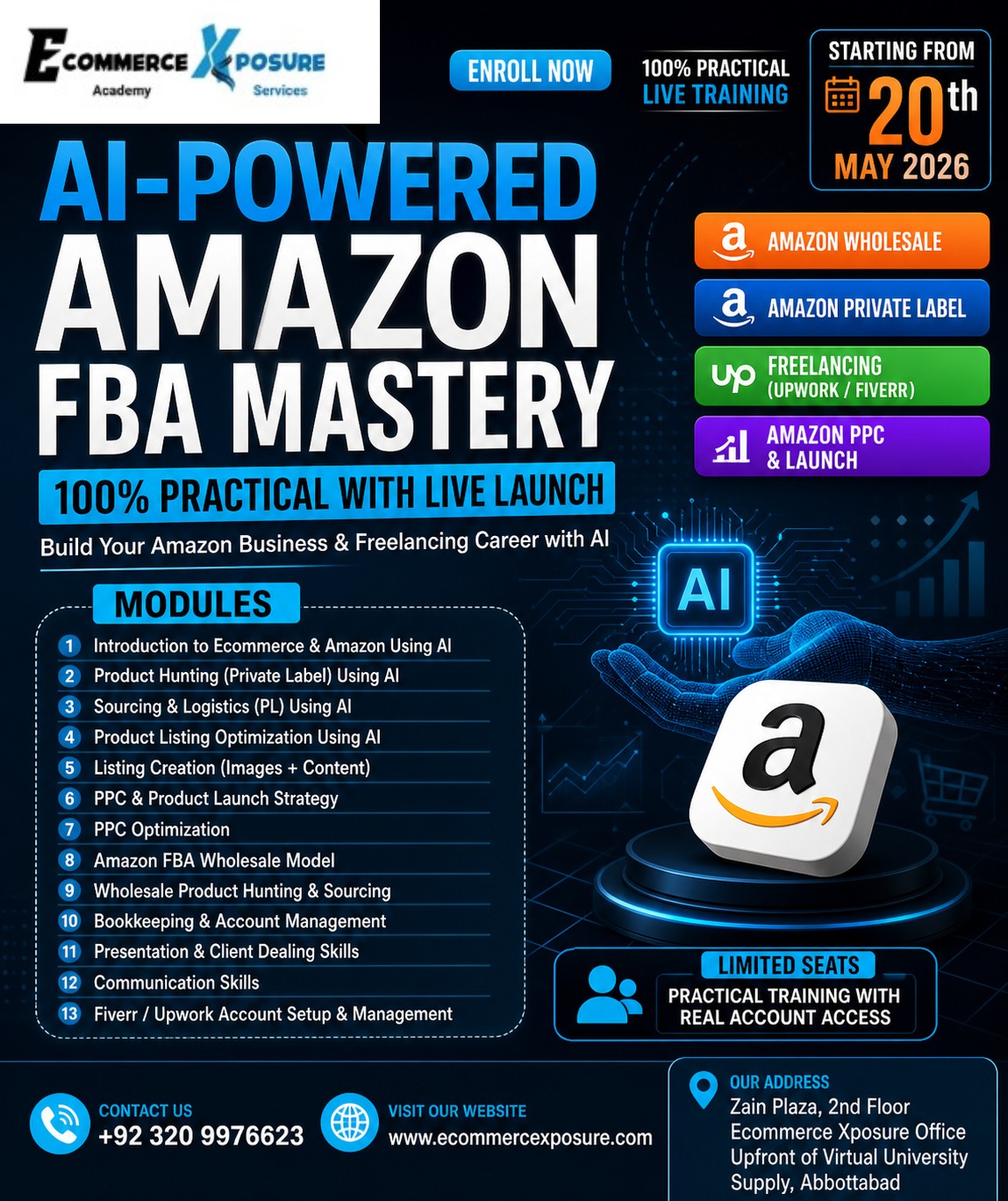 E-commerce Xposure Abbottabad Facebook ad: AI Powered Amazon FBA Mastery, Batch Starting 20th…