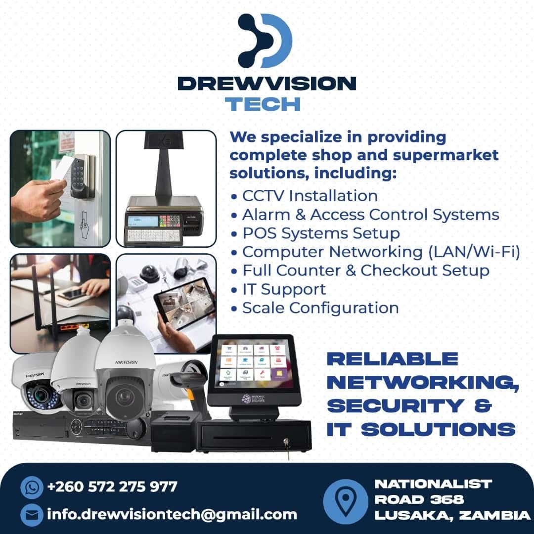 Drewvision Tech Facebook ad: we specialize in providing complete shop and supermarket…