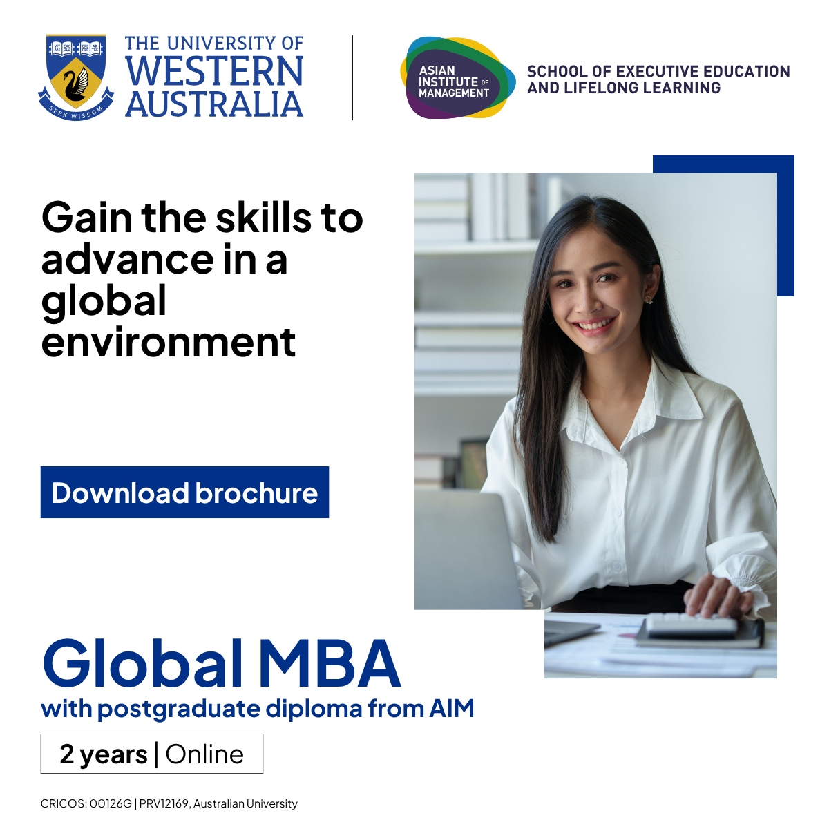 The University of Western Australia Global MBA with PG Diploma from AIM Facebook ad