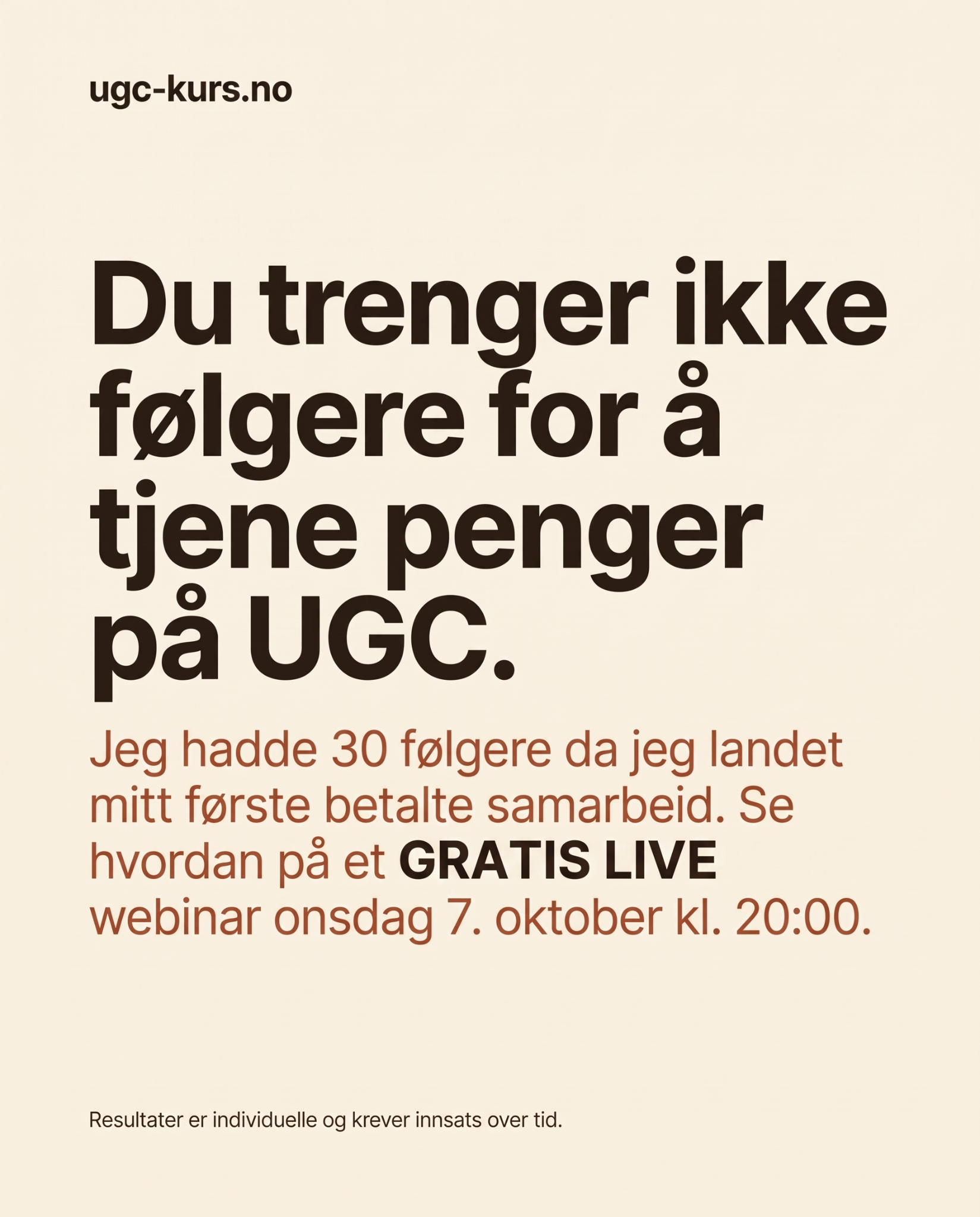 Ingrid Tonheim Facebook ad: Håper å se deg der!