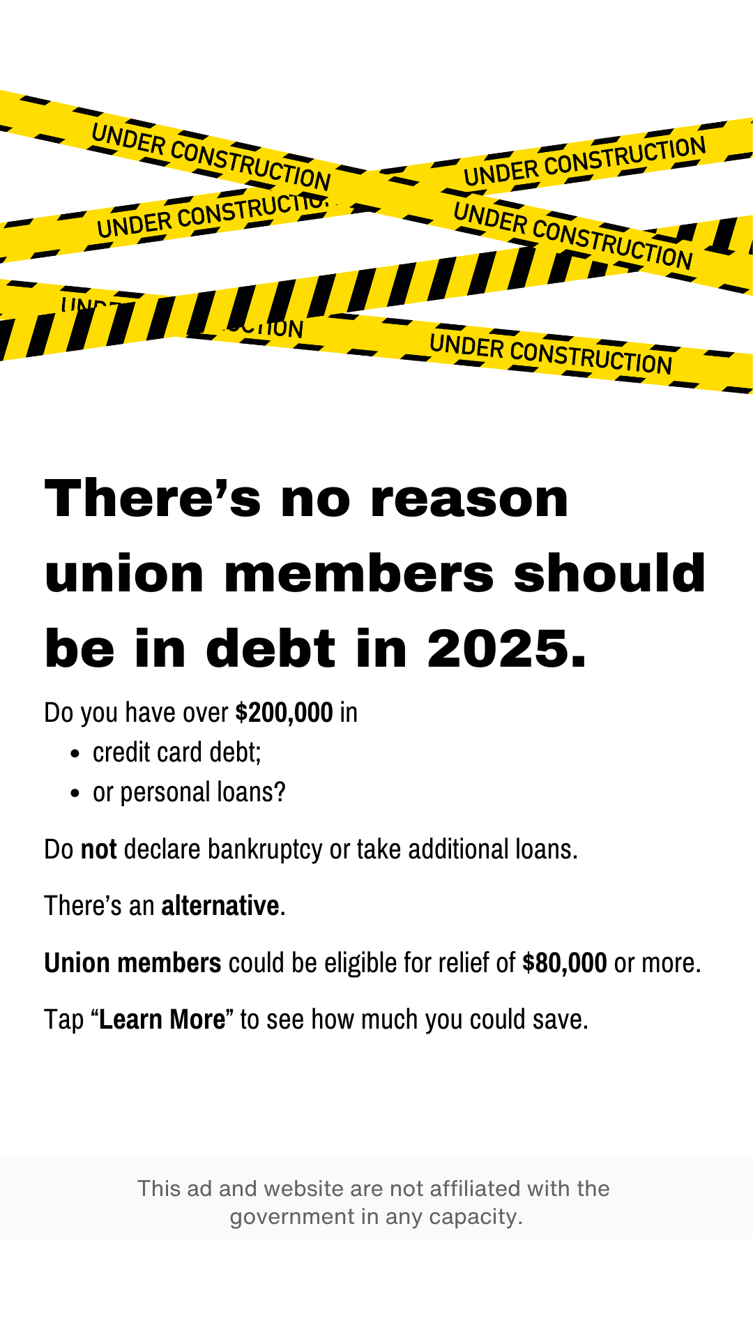 Union Debt Assistance Facebook ad