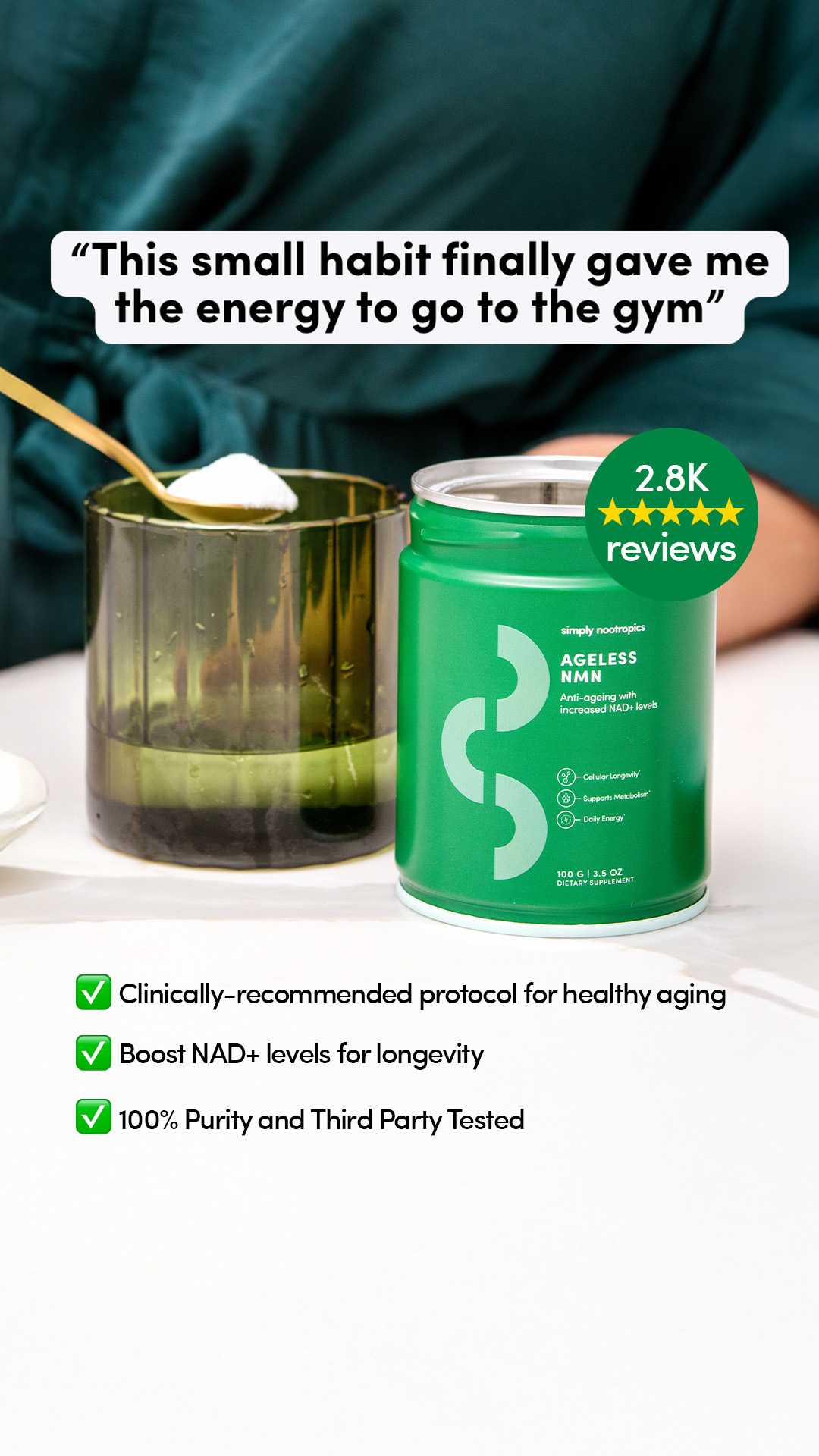Simply Nootropics Facebook ad: Stay Sharp Longer