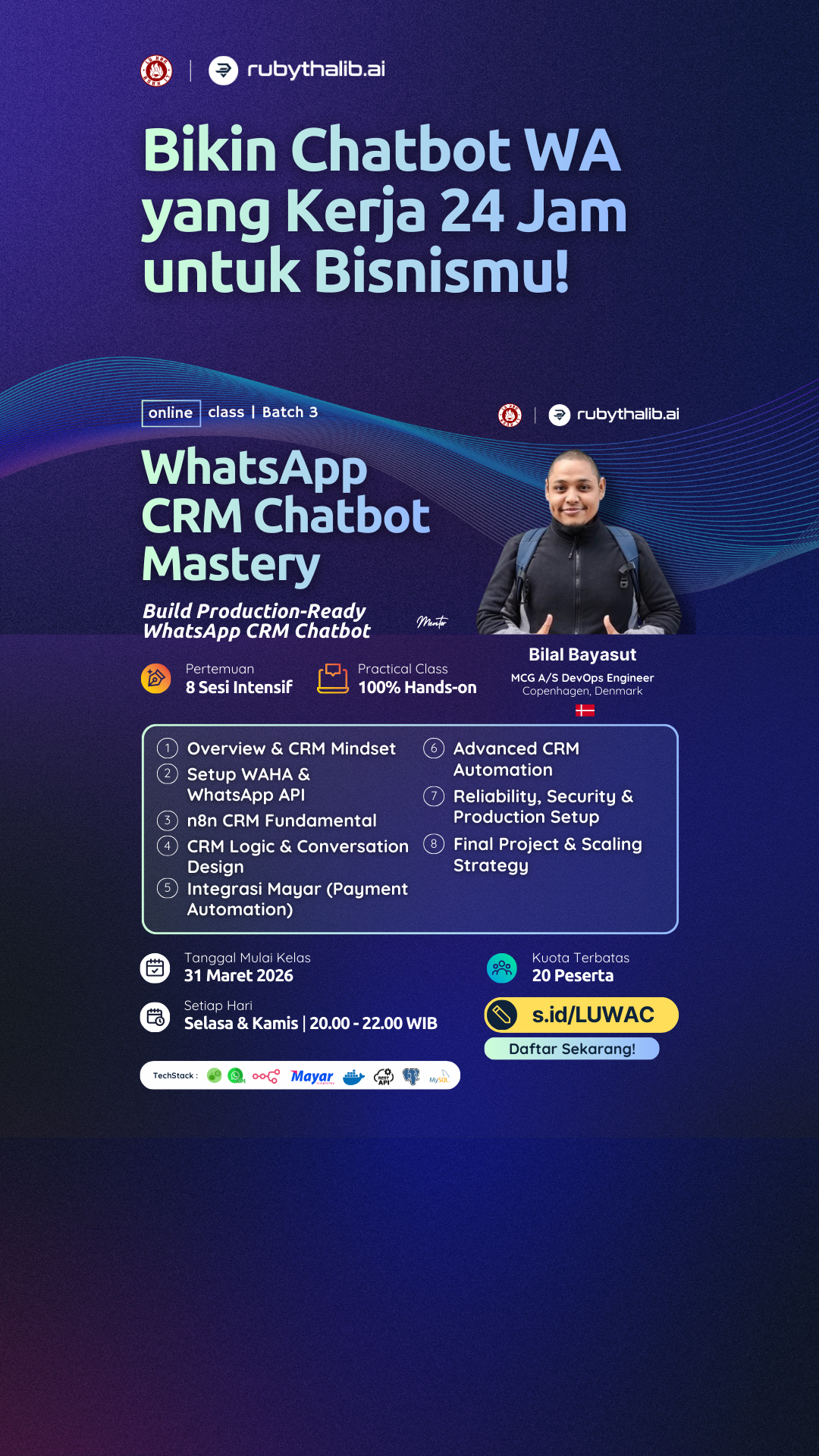 rubythalib.ai Facebook ad: Build Production-Ready WA CRM Chatbot!