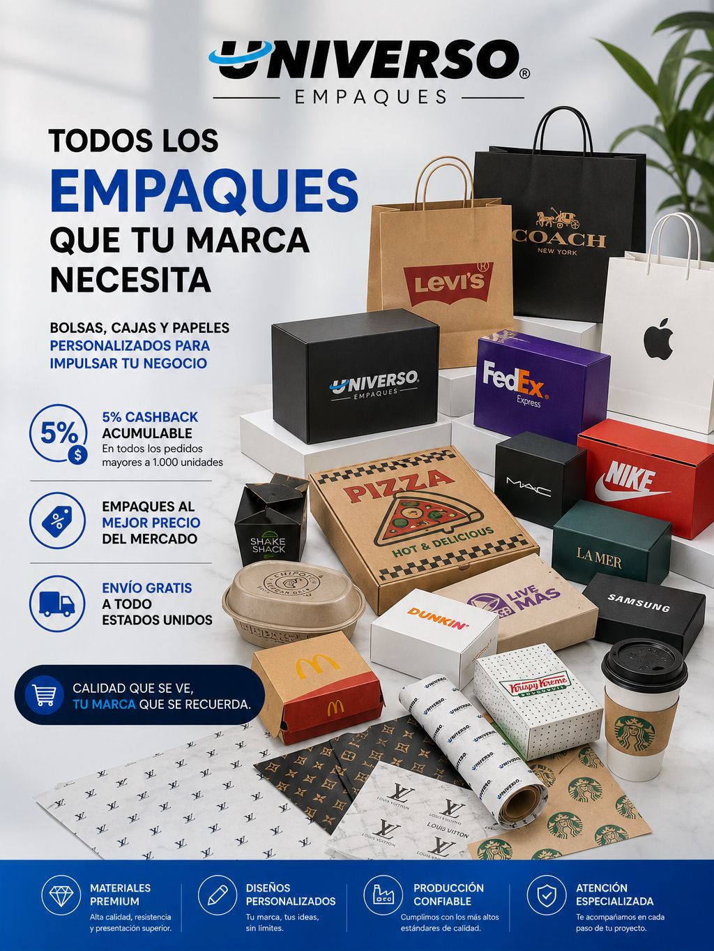 Universo Empaques Facebook ad: Estos son los 4 beneficios que recibes INMEDIATAMENTE…