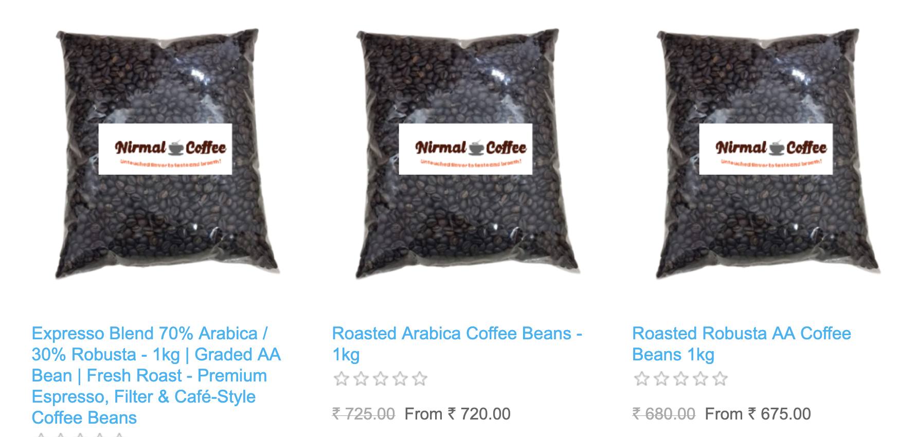Nirmal Coffee Facebook ad: Premium Indian Coffee, Roasted Beans, Black Coffee &…