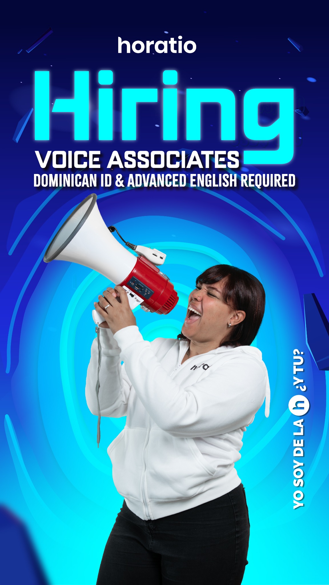 Hire Horatio RD Facebook ad: Now Hiring English-Speaking Voice CX Agents