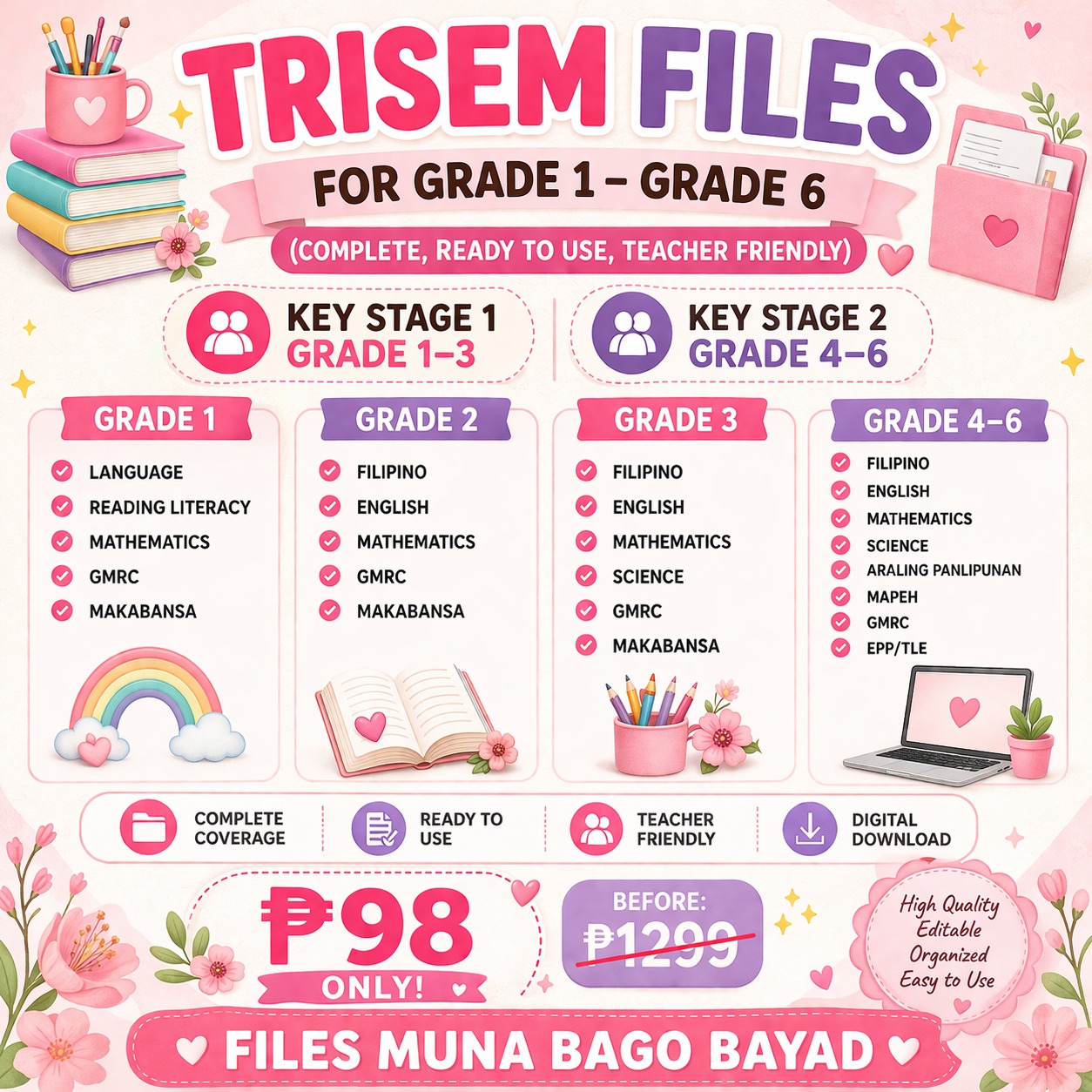 Ebooks & Resources Facebook ad: ALL-IN-ONE TRISEM TEACHING FILES (G1-G6)