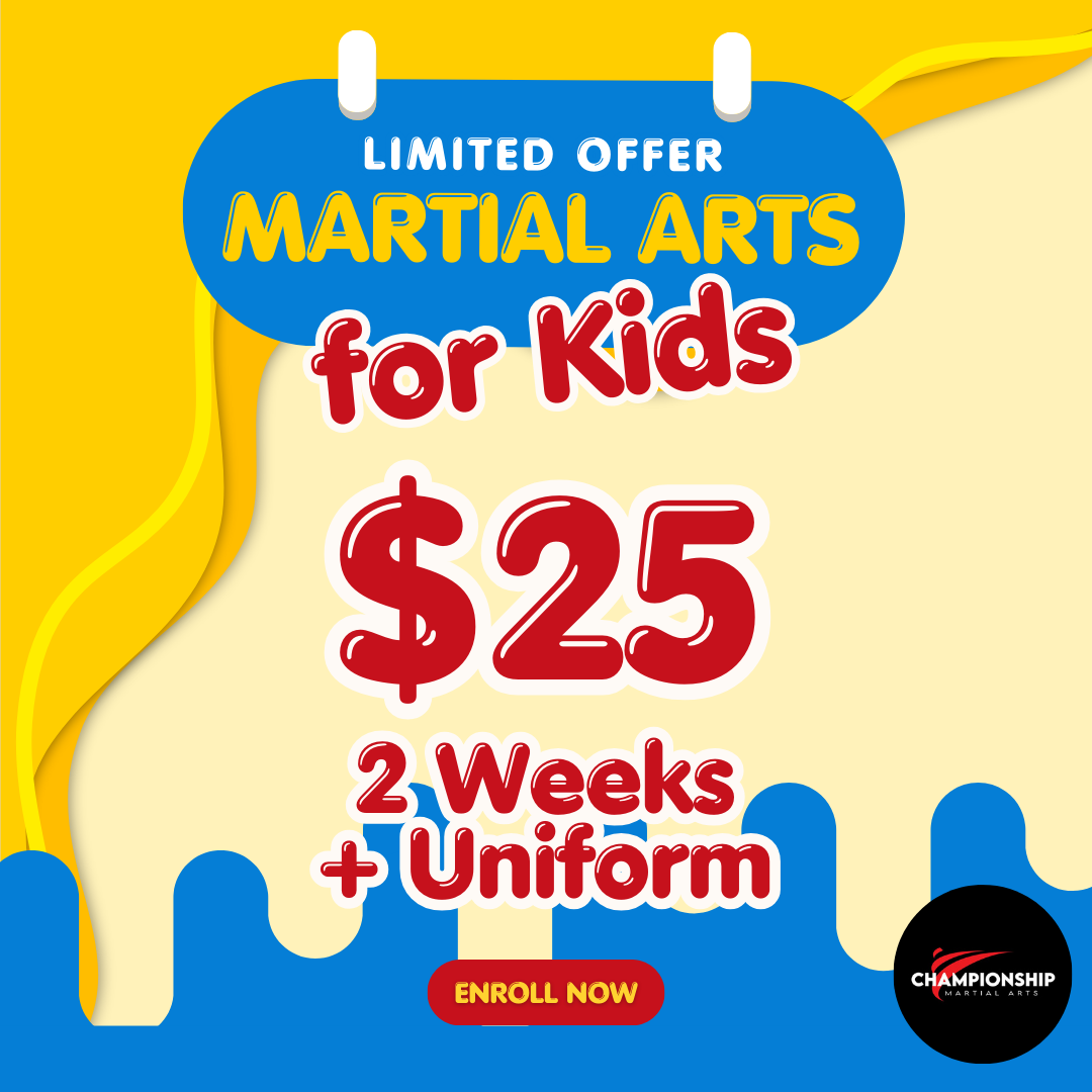 Championship Martial Arts Shelby Twp. Facebook ad: Try Kids Martial Arts, 2 Weeks + FREE Uniform $25!