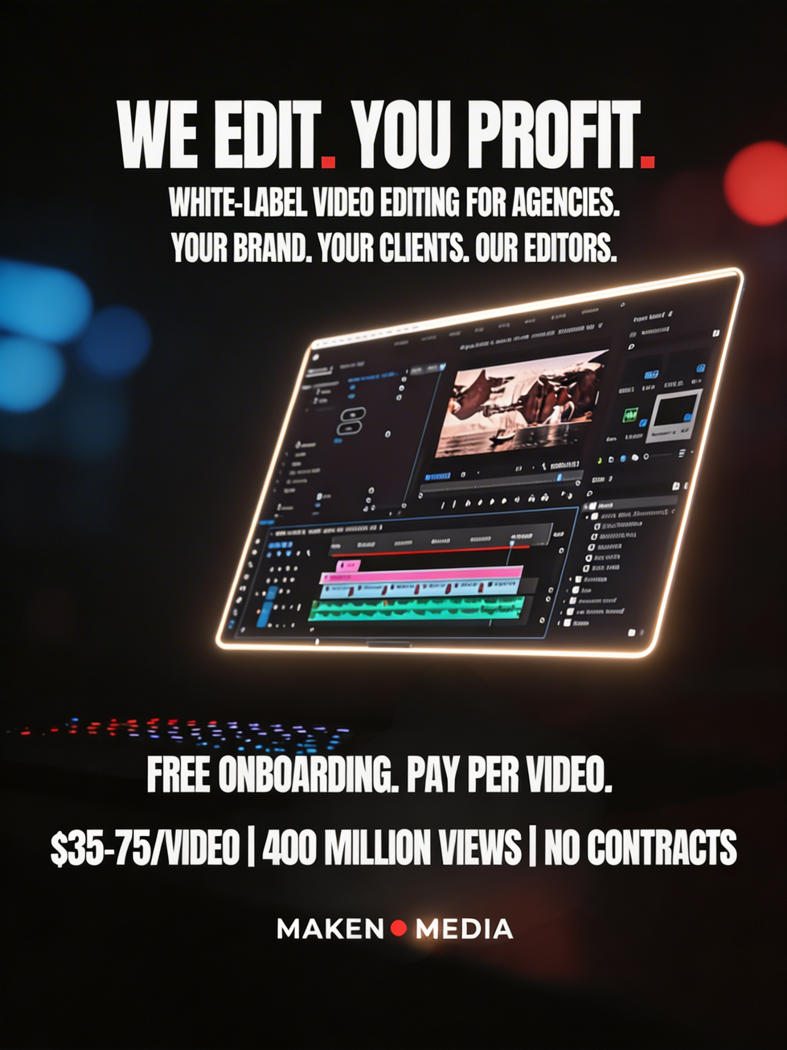 MakenMedia Facebook ad: White Label Video Editing for Agencies