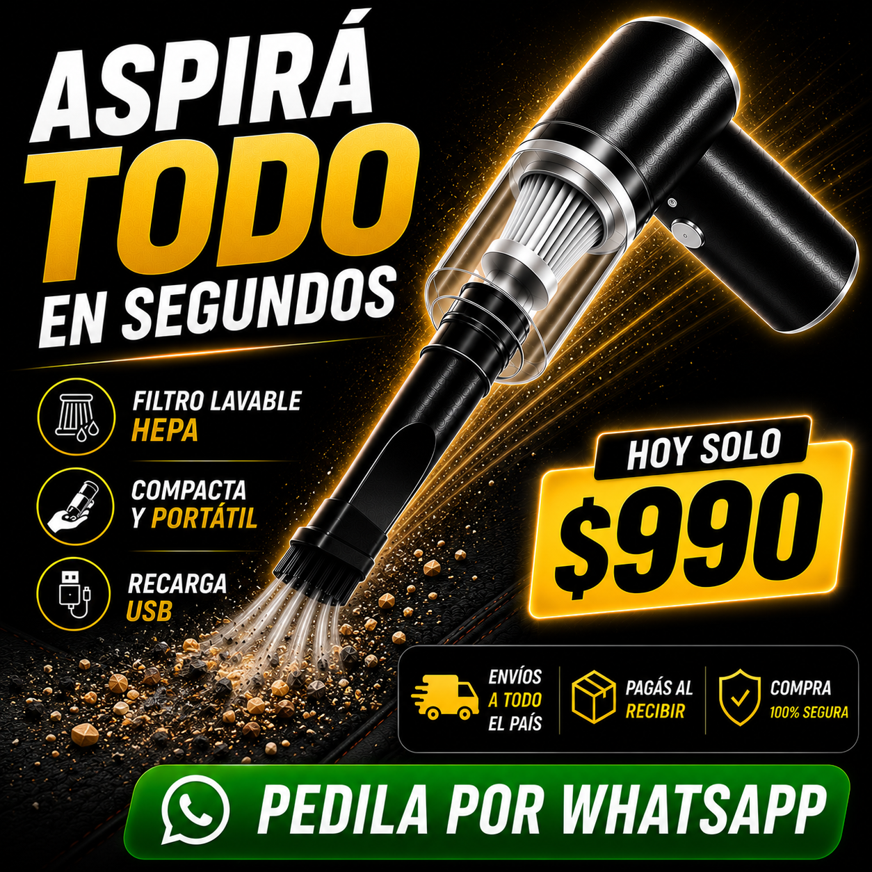 Aurashop Facebook ad: ASPIRÁ EN SEGUNDOS