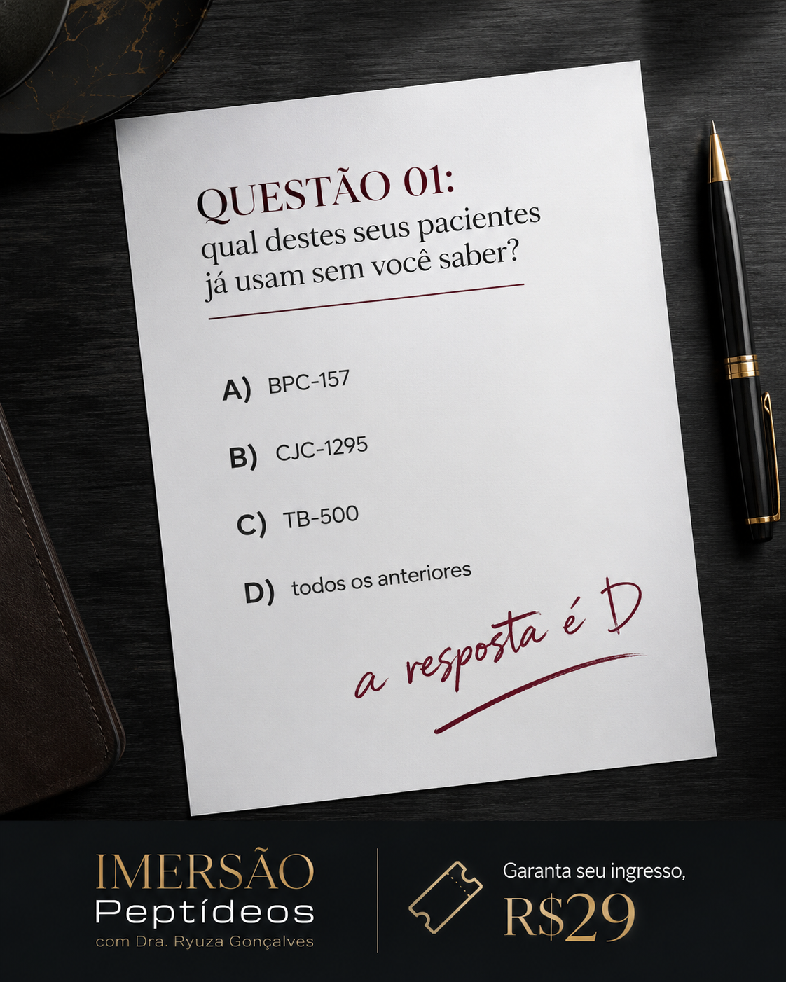 Ryuza Gonçalves Reserva Facebook ad: Domine peptídeos em 2 dias de imersão ao vivo