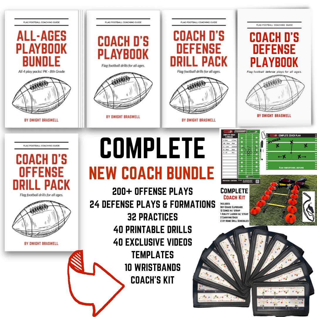Flag Football with Coach D Facebook ad: COMPLETE NEW COACH BUNDLE: 200 Plays, 24 Defense Plays, 40…