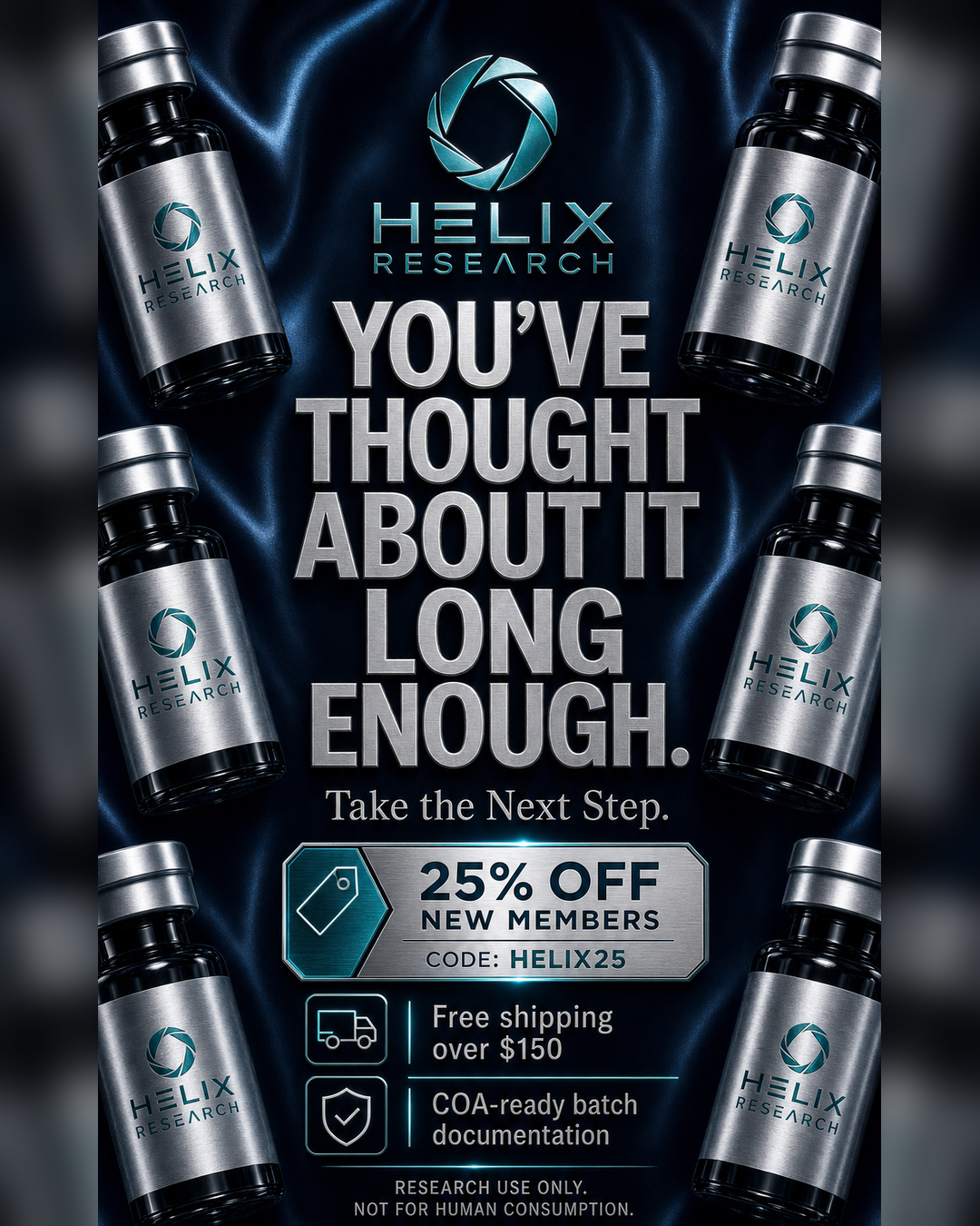 Helix Research Inc. Facebook ad: 25% Off Research Materials