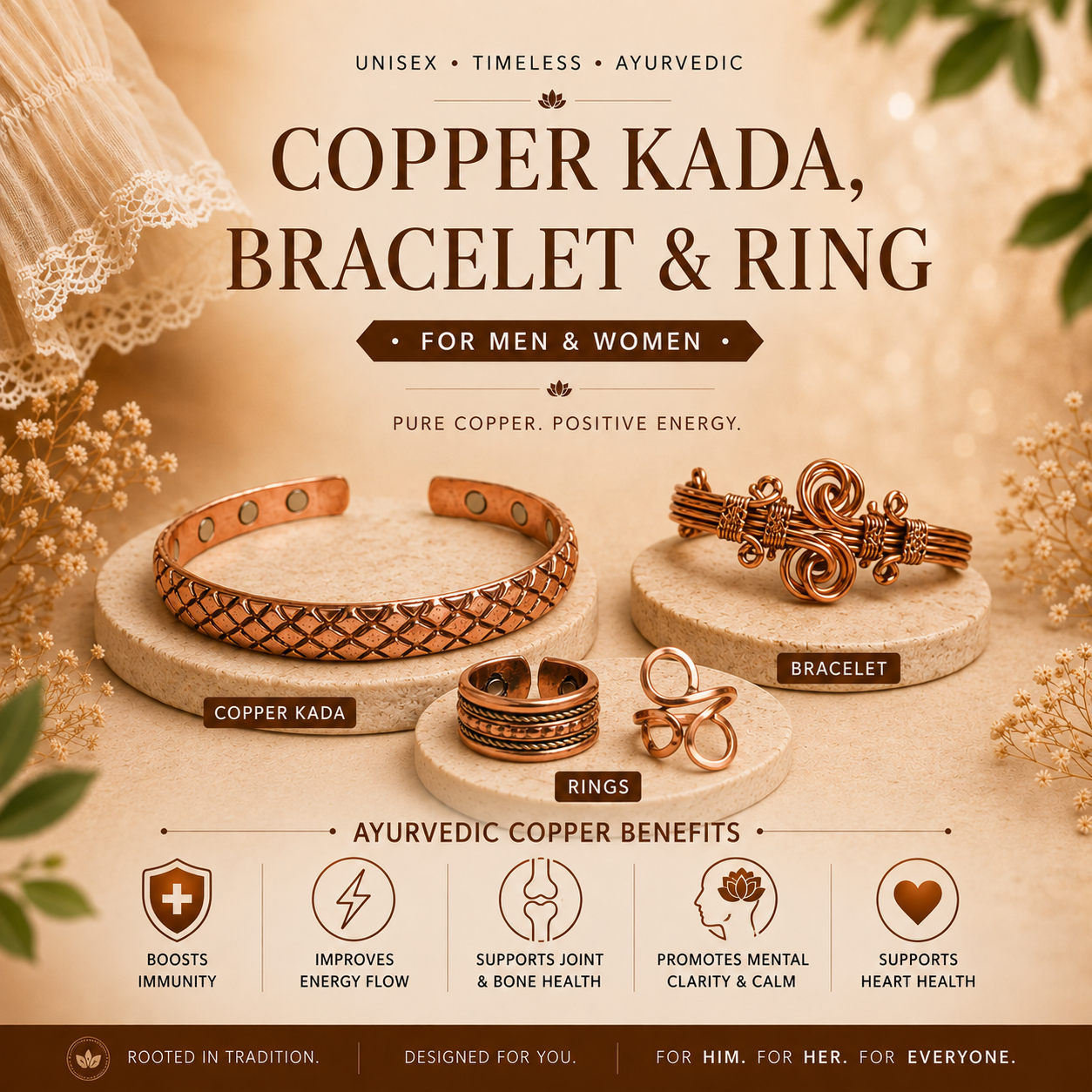 Nature Heal Facebook ad: Traditional Copper Benefits. Modern Jewellery Style.