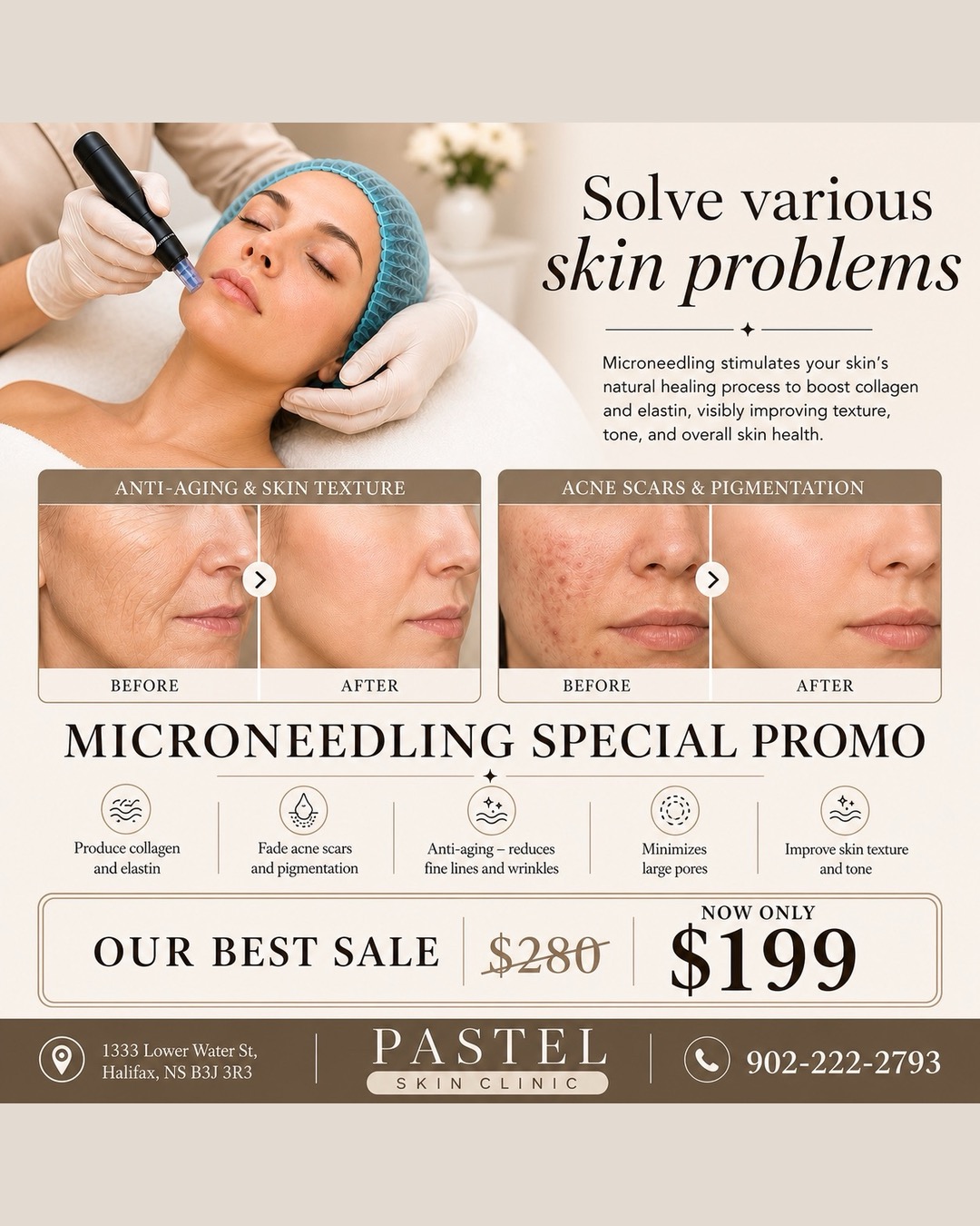 Pastel skin clinic Facebook ad: HALIFAX get ready to glow!