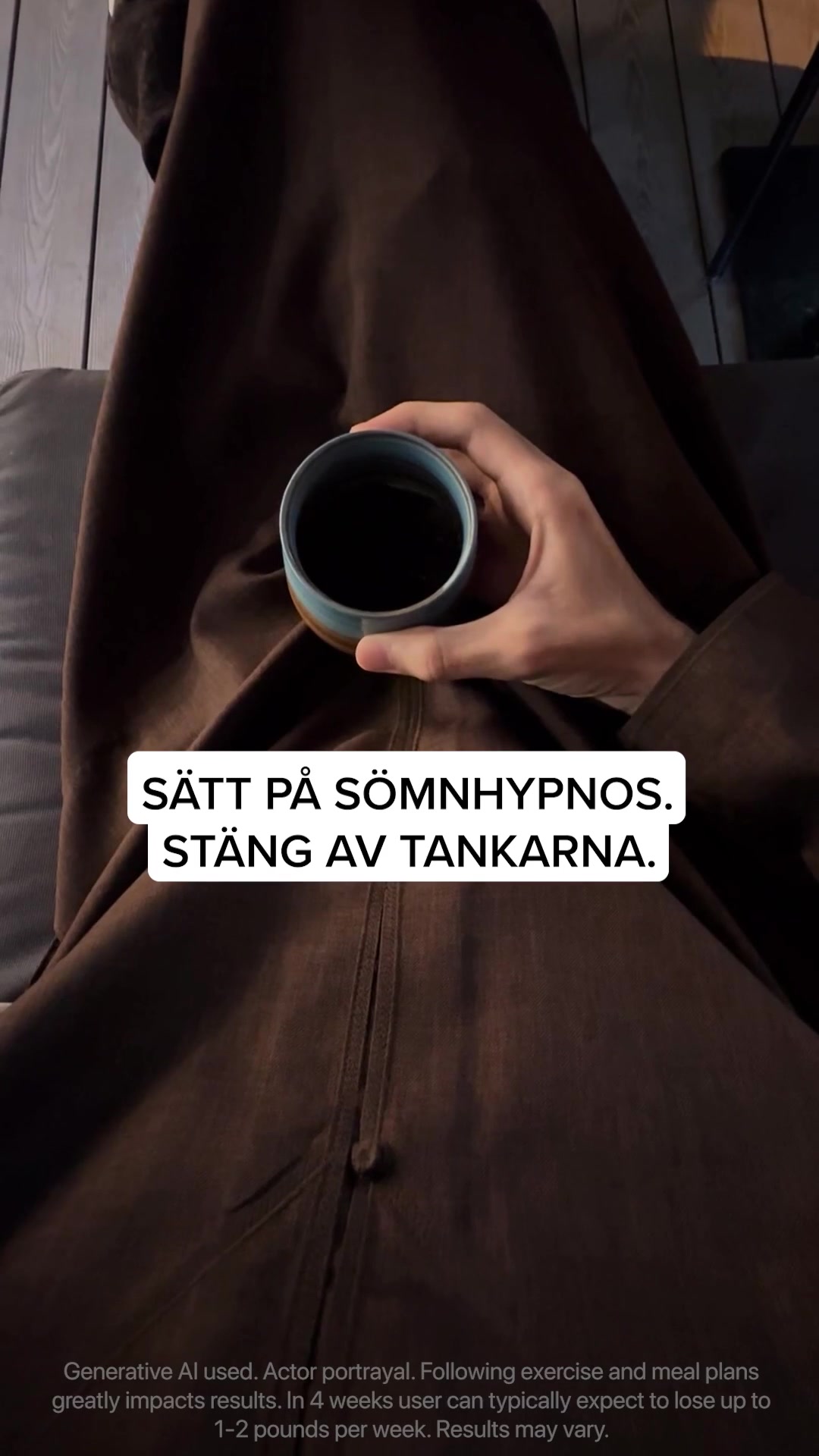 Kure for Hypnotherapy Facebook ad: Tryck på play. Slut ögonen. Förändra allt