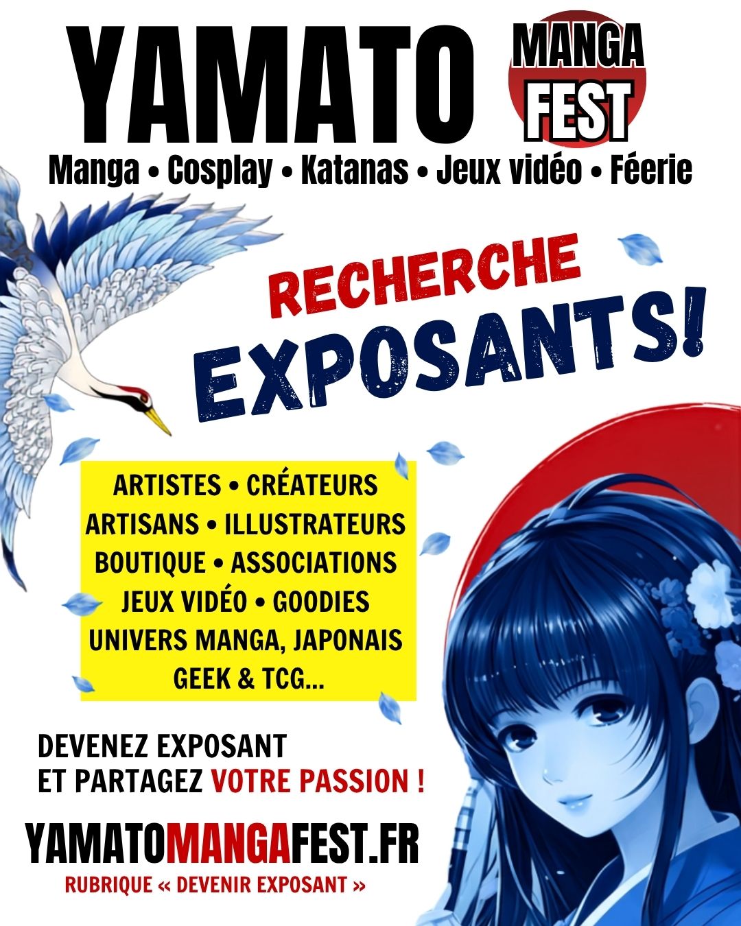 Yamato Manga Fest Facebook ad: RECHERCHE EXPOSANTS, CARMAUX!
