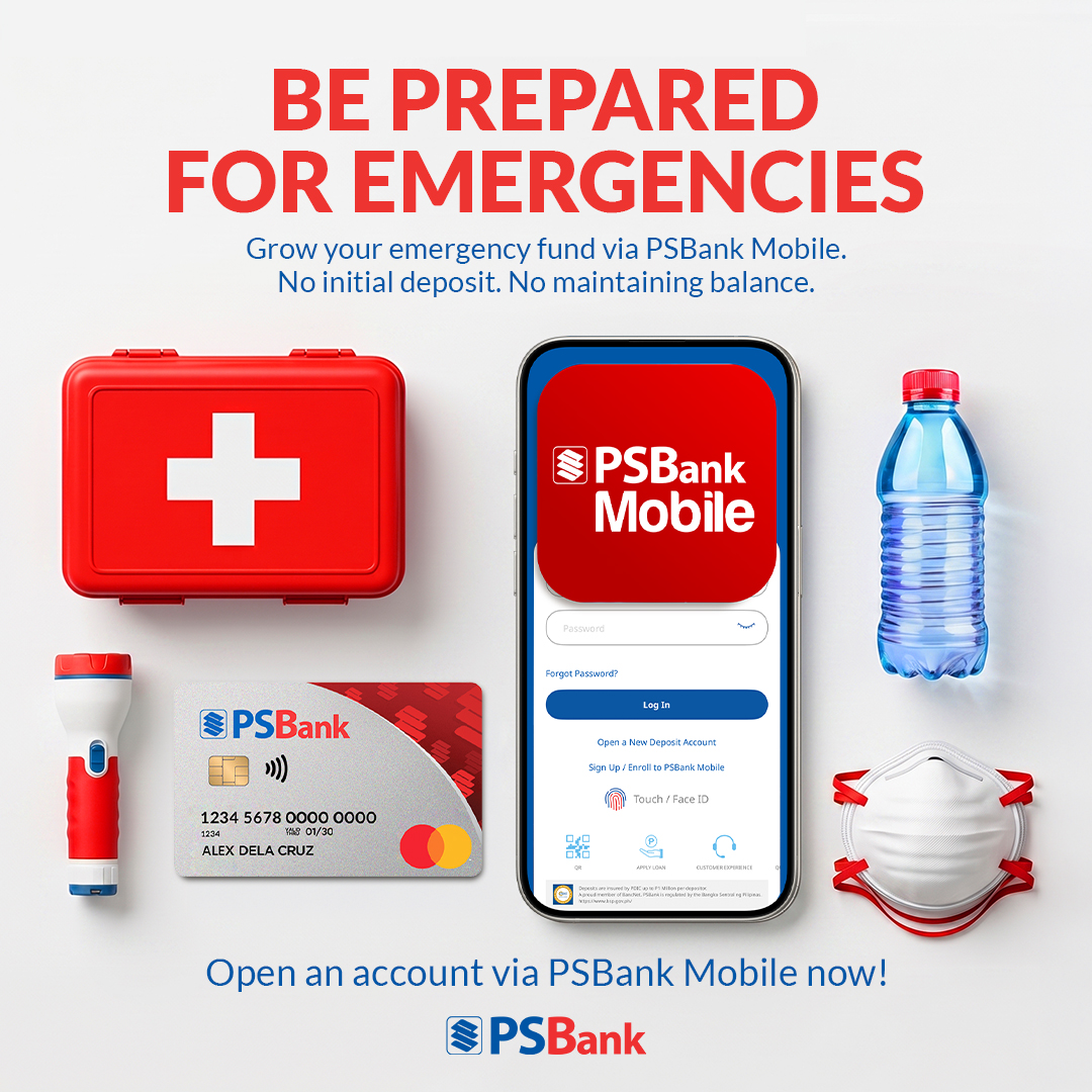 PSBank Facebook ad: Grow Emergency Fund via PSBank Mobile!