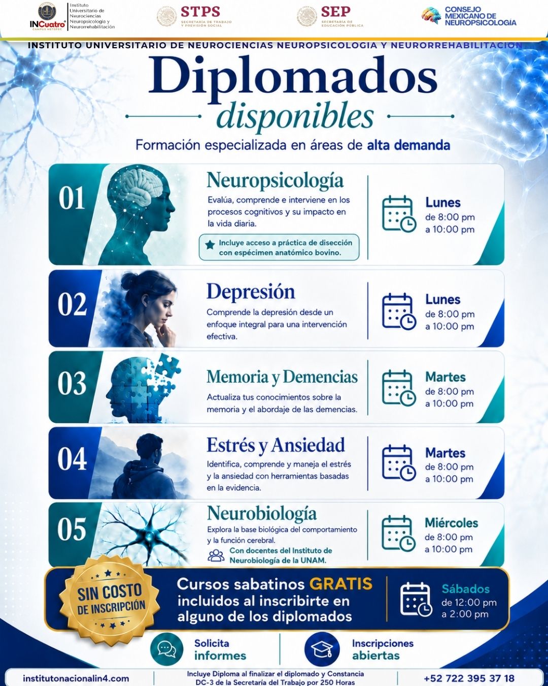 Instituto Nacional de Neurociencias Neuropsicología y Neurorrehabilitación Facebook ad: La mejor formación continua en Incuatro.
