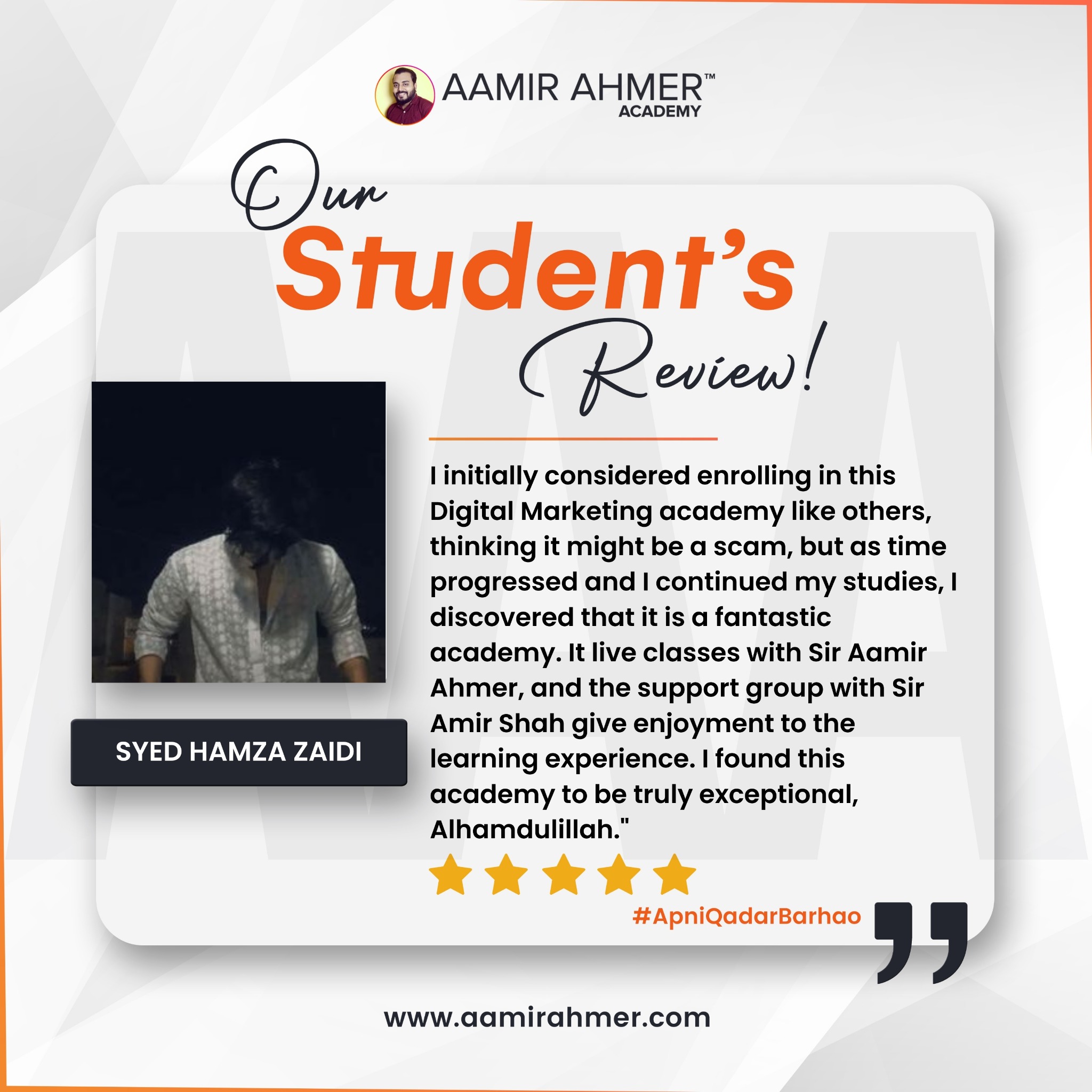 Aamir Ahmer Academy Facebook ad