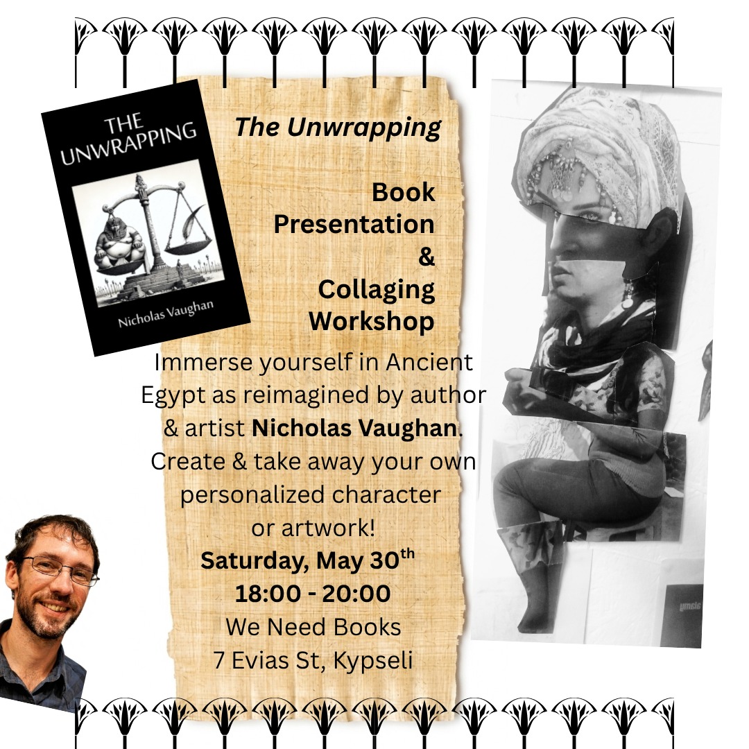 We Need Books Facebook ad: Book Presentation, Q&A & Collage Workshop with Nicholas…