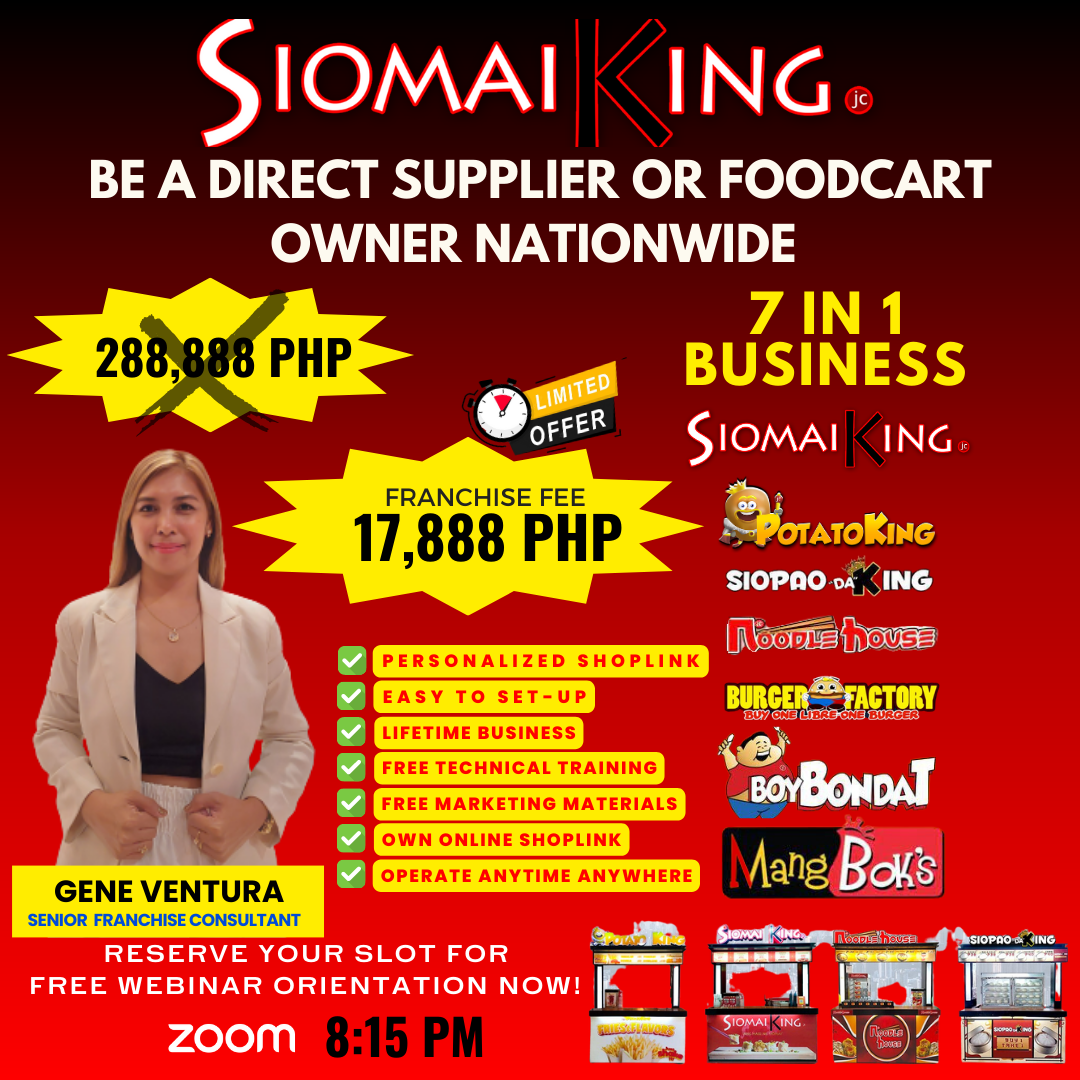 Siomai King Franchise Distributor PH Facebook ad: Send us Message!