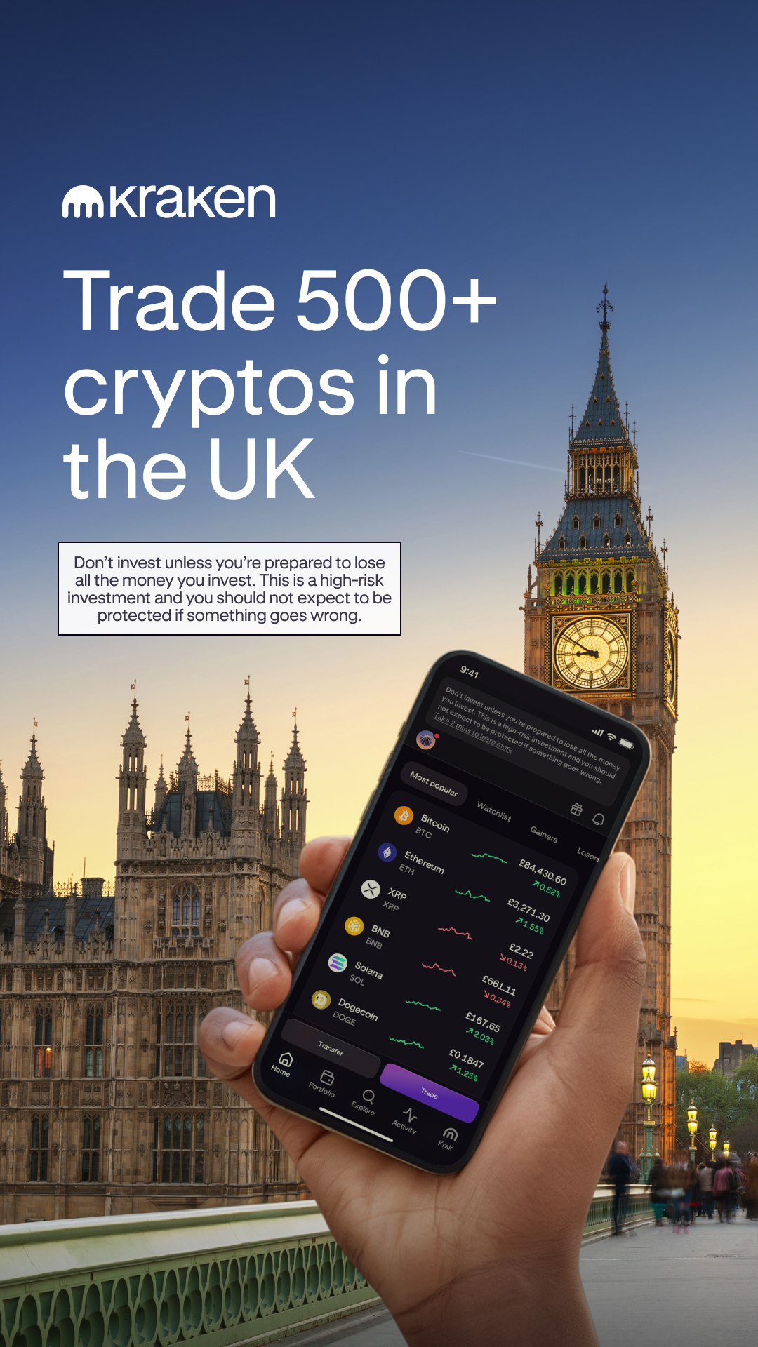 Kraken UK Facebook ad