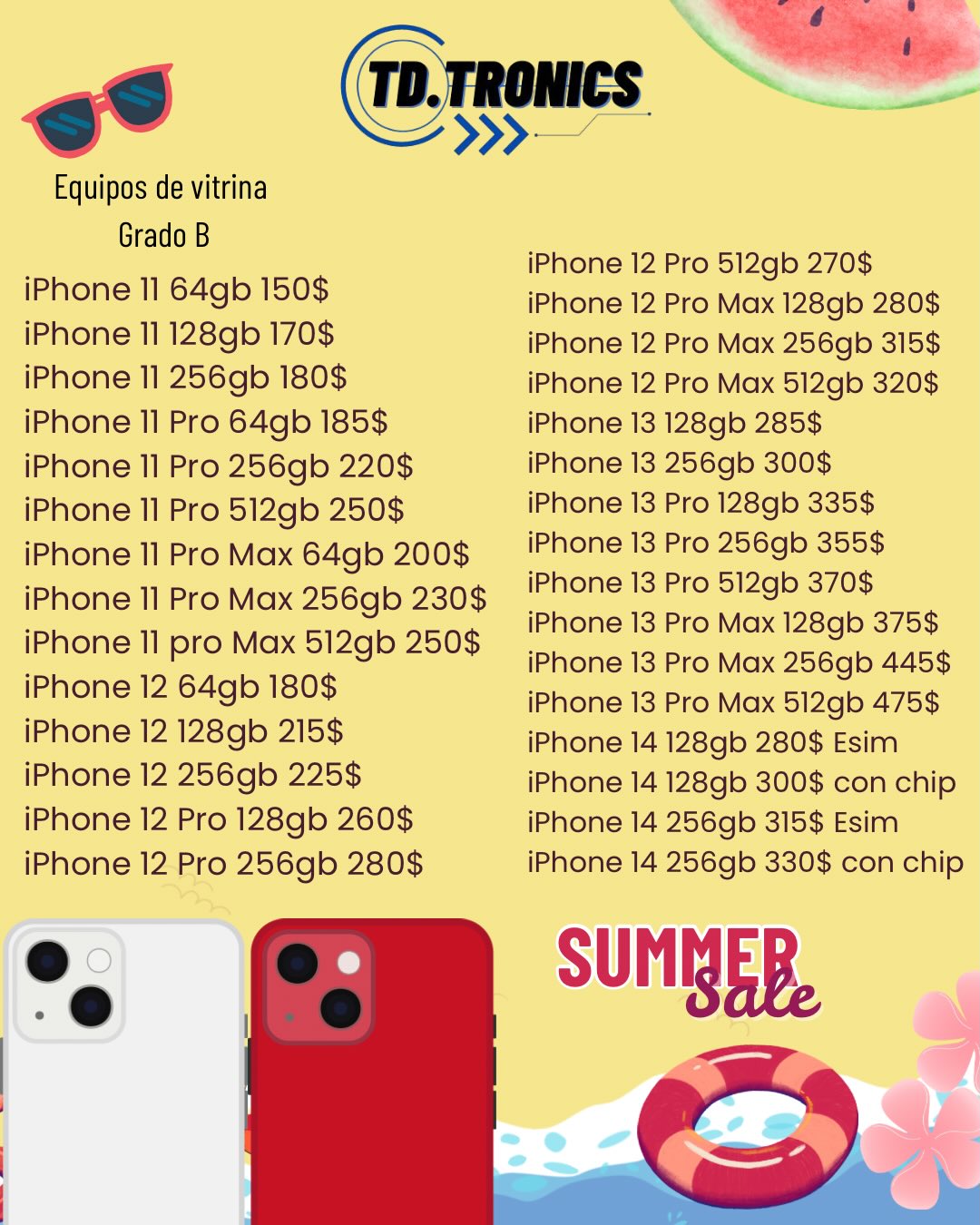 TD. Tronics Facebook ad: LISTA DE IPHONES DISPONIBLES, TD TRONICS