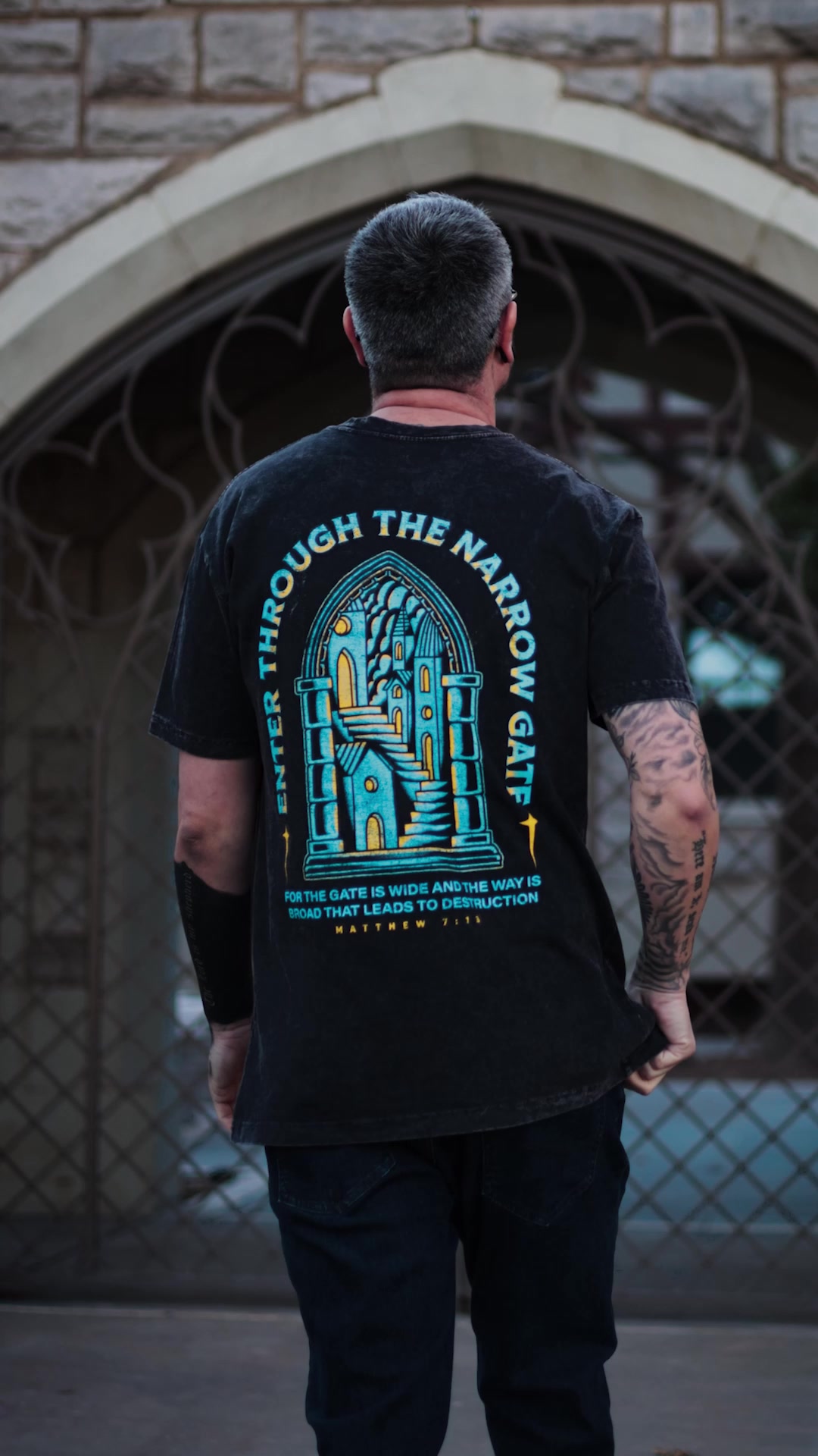 Disciple Threads Facebook ad: Matthew 7:13 Worn Bold