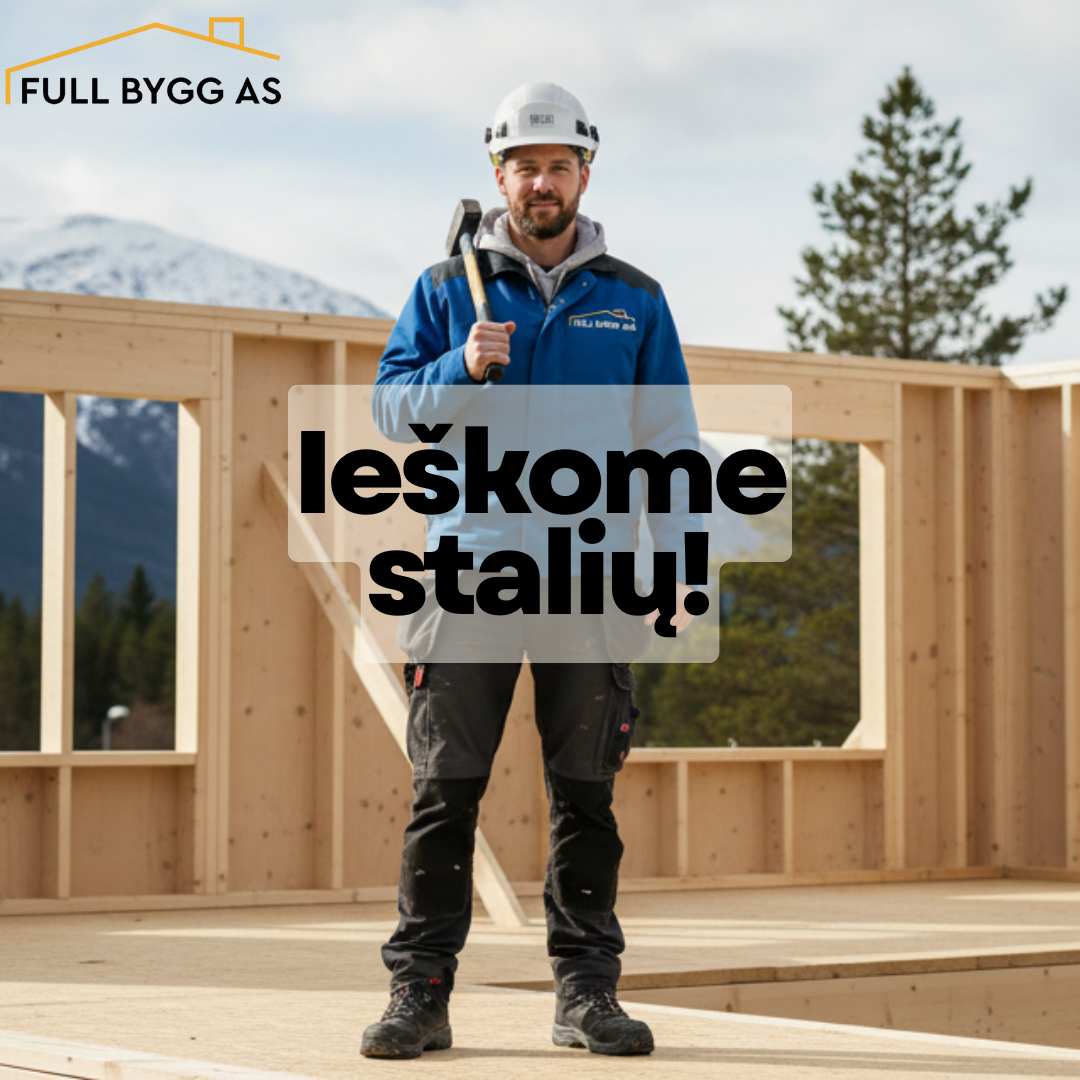 Full Bygg Facebook ad: Ieškome stalių Norvegijoje