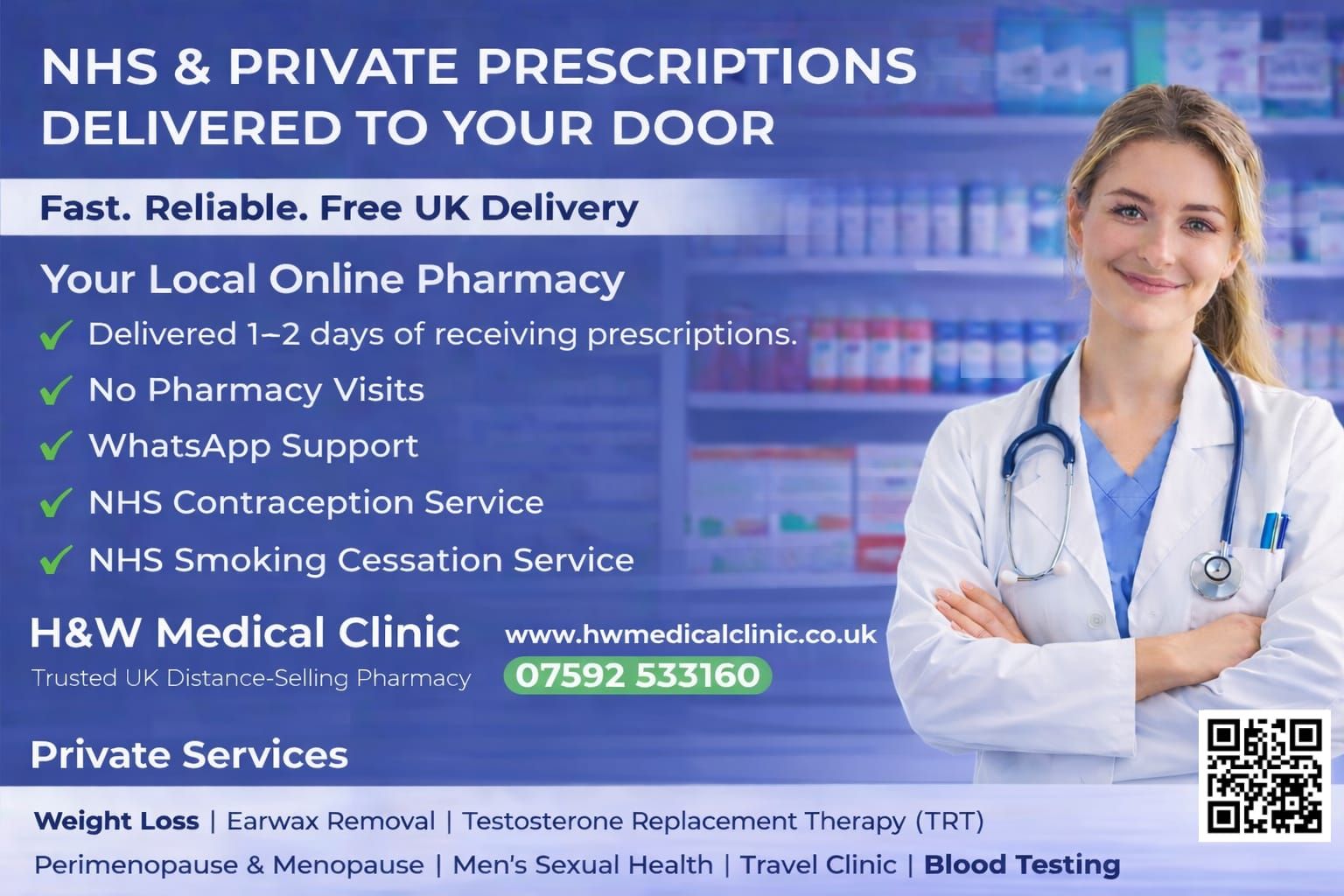 Health & Wellness Medical Clinic Facebook ad: No more wasted trips to the pharmacy.