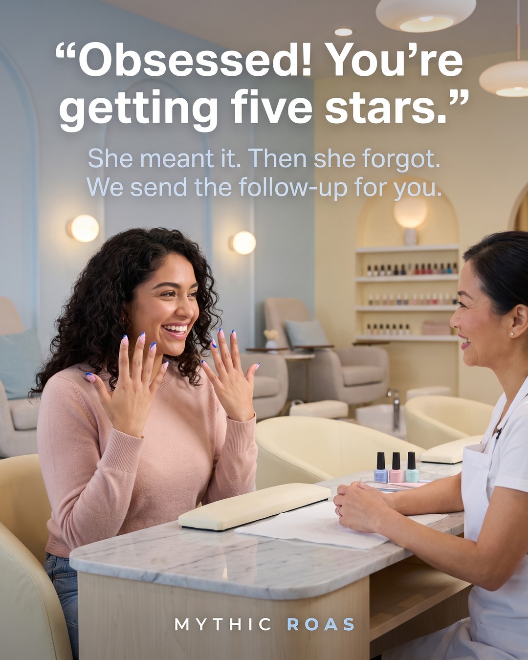 Mythic ROAS Facebook ad: She loved it. She forgot the review.
