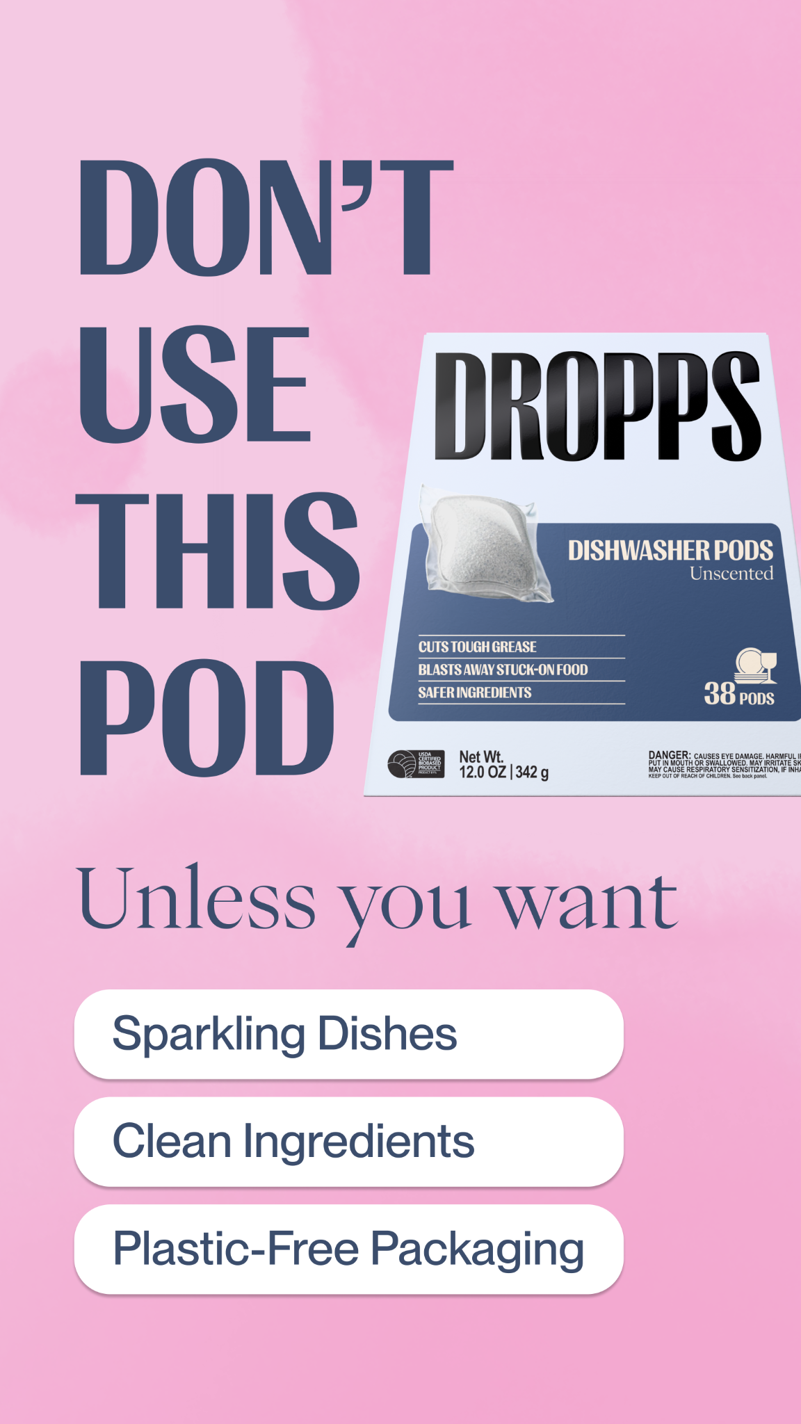 Dropps Facebook ad: Real Homes. Real Clean. 60,000+ Reviews