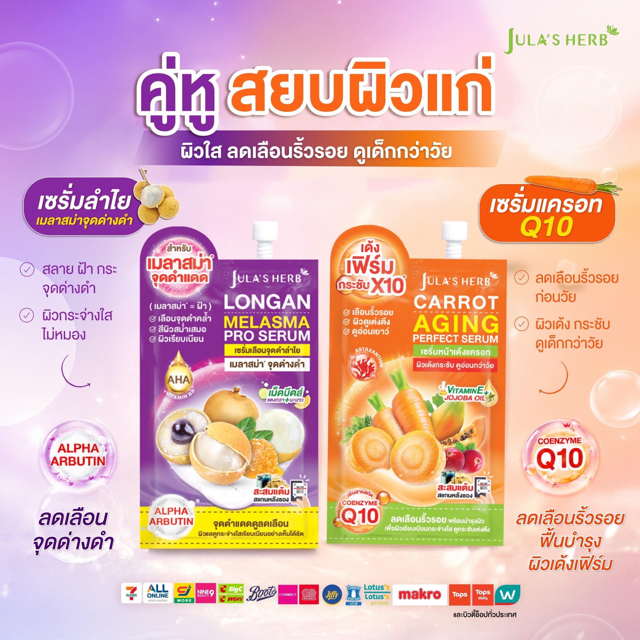 Jula's Herb Thailand Facebook ad: อย่าปล่อยให้ ฝ้า และ ริ้วรอย เพิ่มตามอายุ