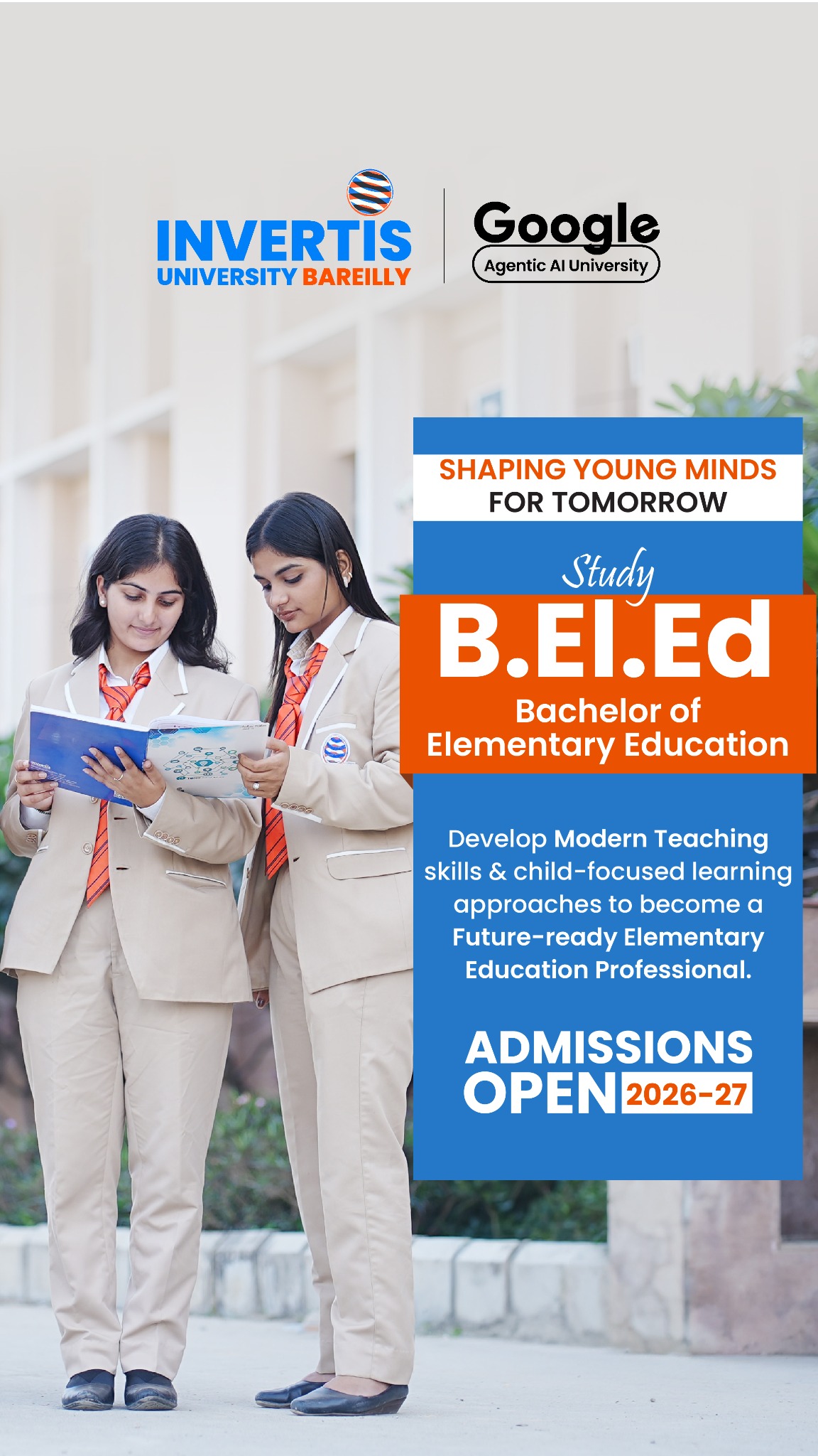 Invertis University Facebook ad: Start your teaching journey with B.El.Ed at Invertis…
