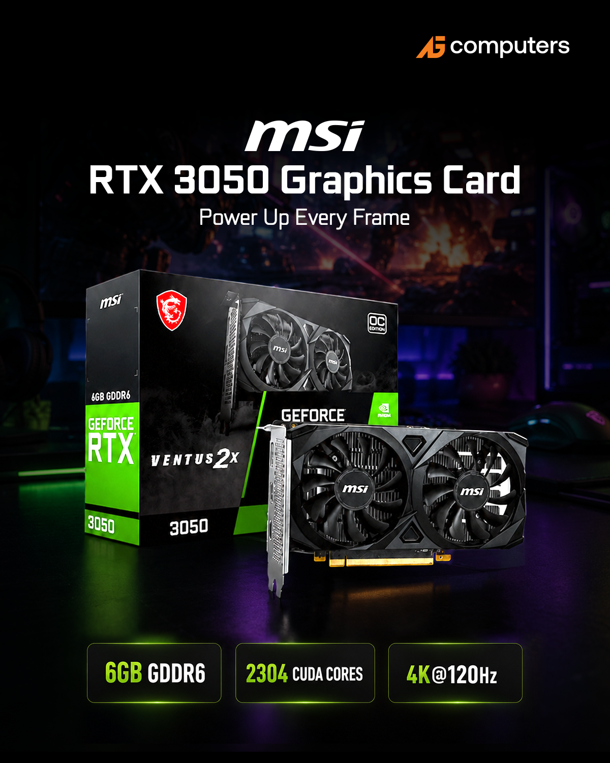 AG Computers Facebook ad: MSI GeForce RTX 3050