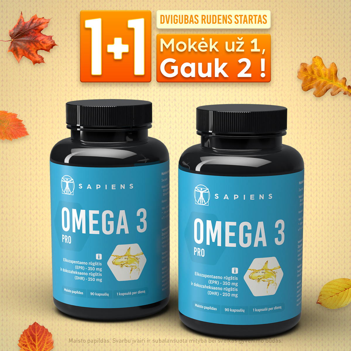 Sapiens Facebook ad: OMEGA 3 1+1