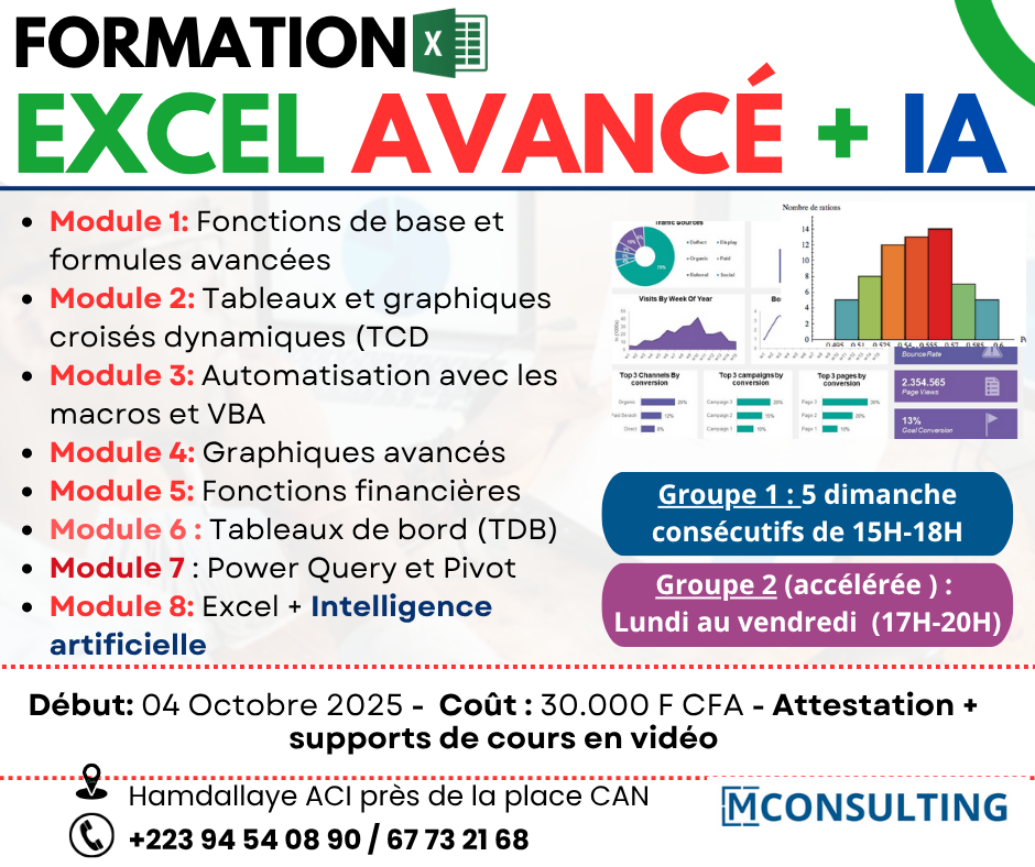 Mconsulting: Formation en Informatique à Bamako Facebook ad: Mconsulting: Formation en Informatique à Bamako