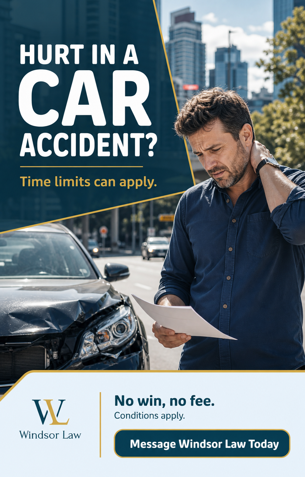 Windsor Law Facebook ad: Motor Vehicle Accident Claim?